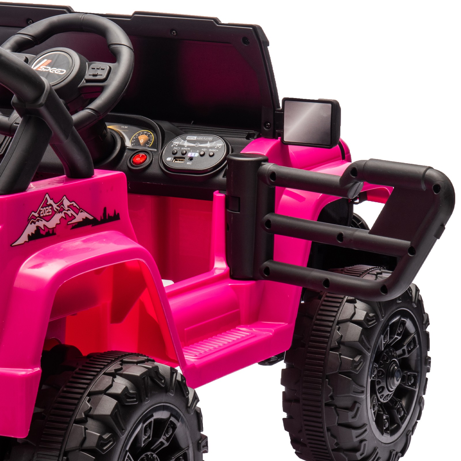 12V Kids Ride On Car Dual Drive 4 wheel With Bluetooth USB for Kids 2-4 Pink