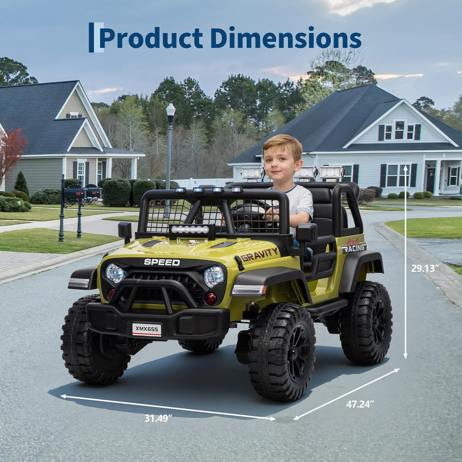 24V 2-Seater Kids Electric Truck with Parent Remote Control, 100Min Ride-On Car,