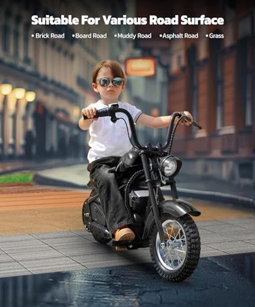 Electric Dirt Bike, 15 mph & 150lb Max, 24V Ride on Toy for Big Kids Black