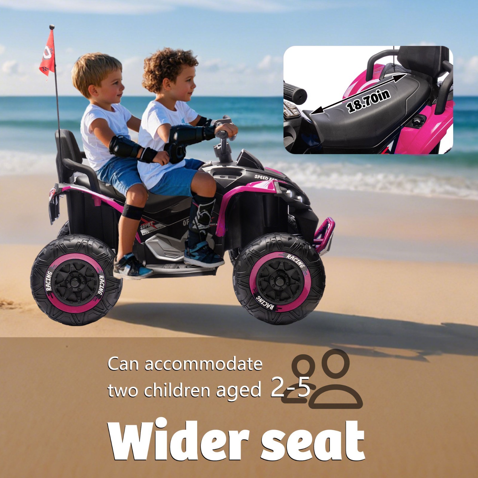 24V Kids Electric ATV Ride On Car W/Remote,LED,Battery Power Wheels Toys,Pink