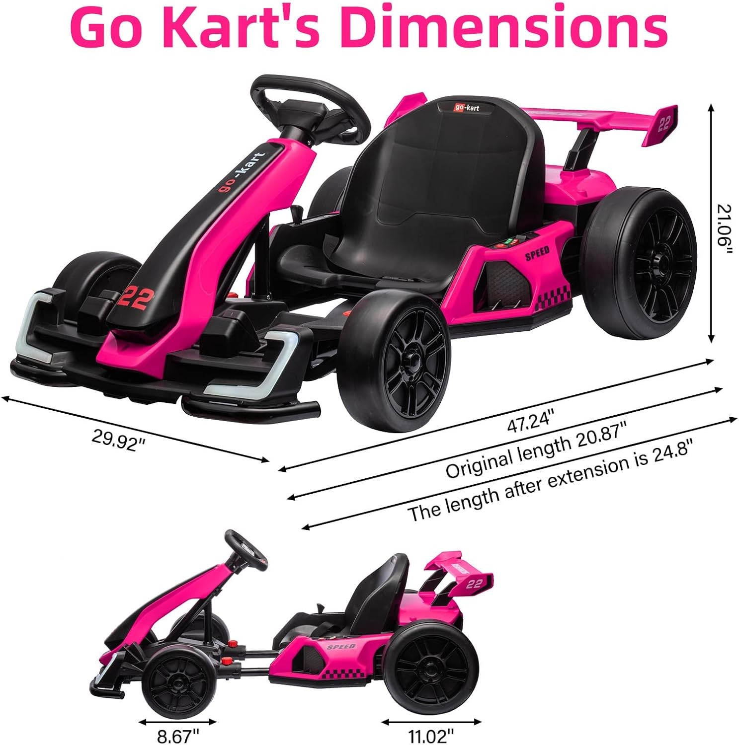 Go Kart for Kids 4 Wheels Pedal Ride On Toy Ages 6-12 Seat 110 lbs Load
