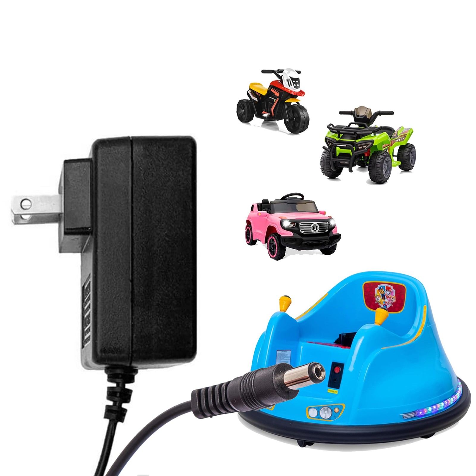 Bumper Car Charger 6V 1A Universal for Flybar Kidzone Ride-On Cars 6Volt