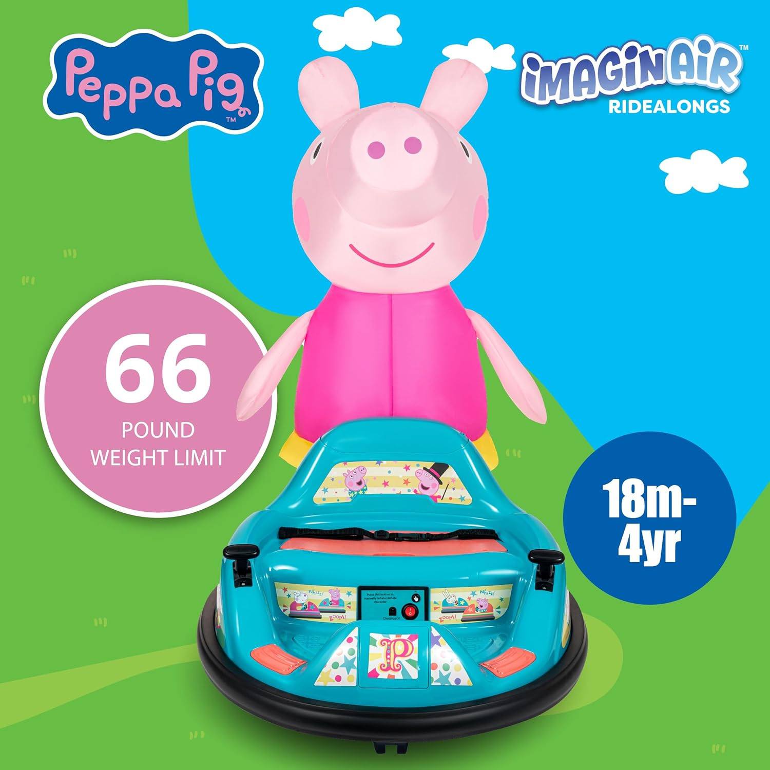 6V Peppa Pig Toy Toddler Bumper Car – Ride on Toddler Toy, Kids Electric Bumper