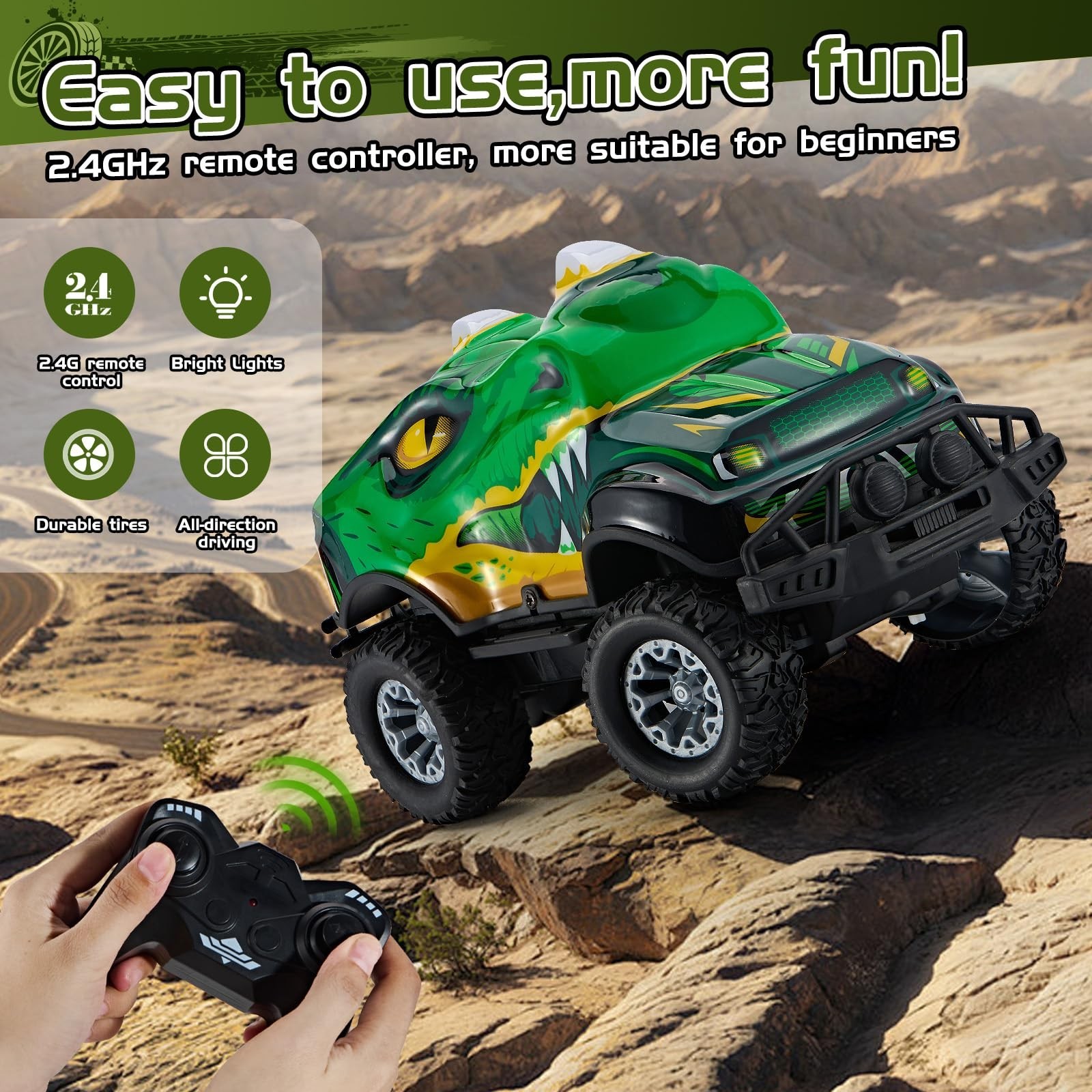 Dinosaur-Shaped Off-Road Vehicle Remote Control Cool Off-Road Vehicle Truck, …