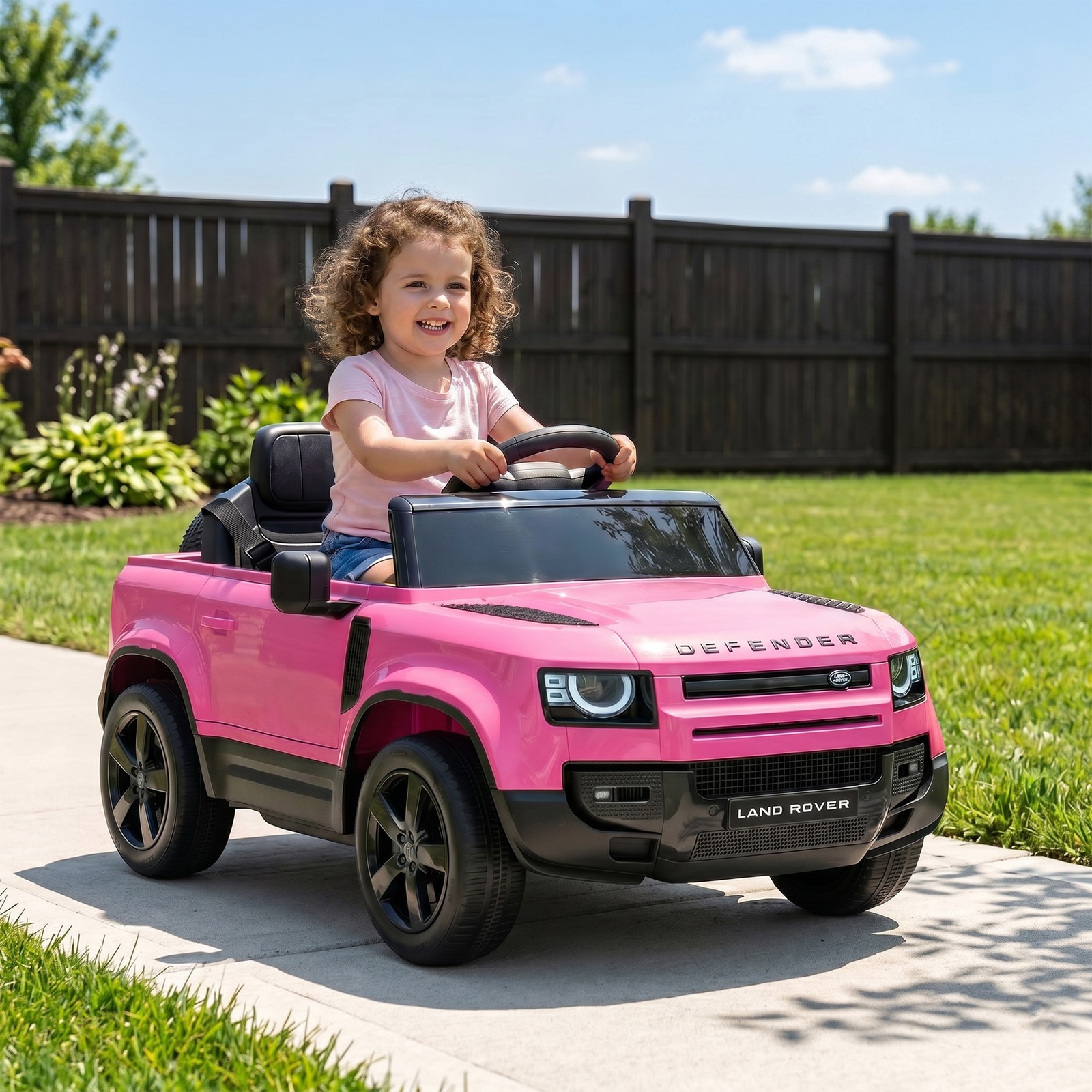 Qaba 12V Ride on Car Licensed Land Rover with Suspension & Remote, Pink