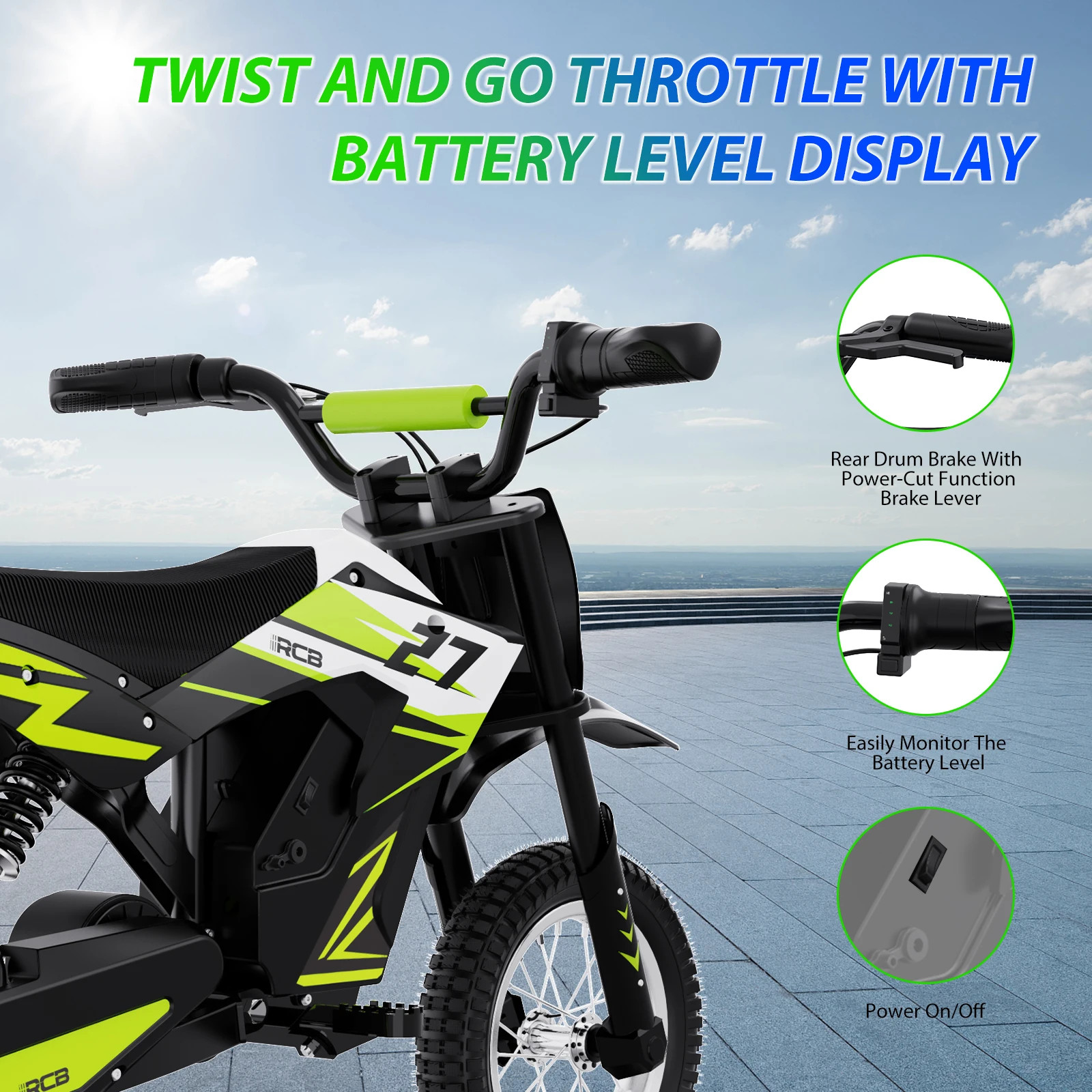 R9X Kids Electric Motorcycle, 25km/h, Range 15km, 36V RC