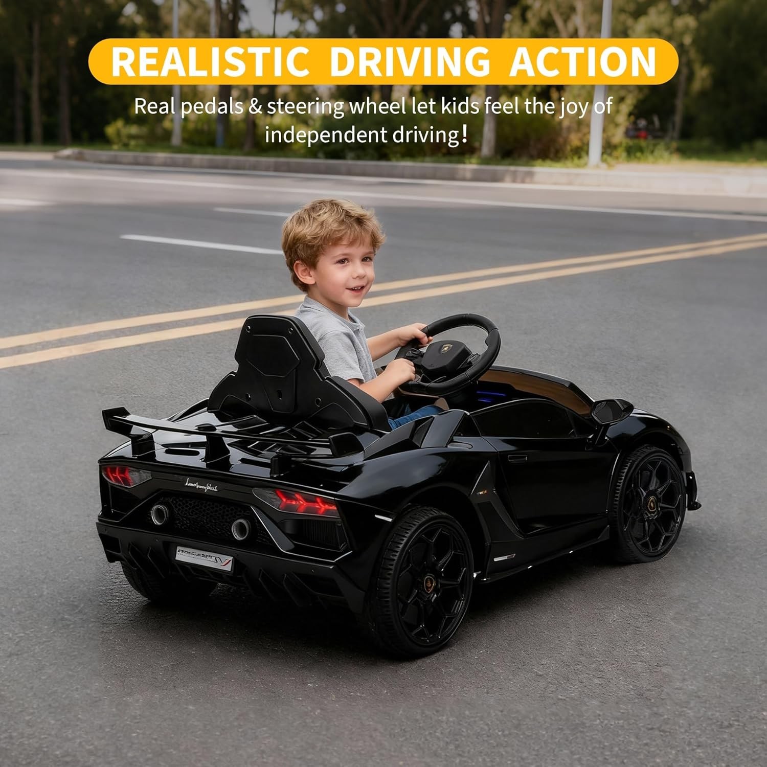 12V Lamborghini Licensed Electric Ride On Car for Kids w/ Remote,Music,LED Light