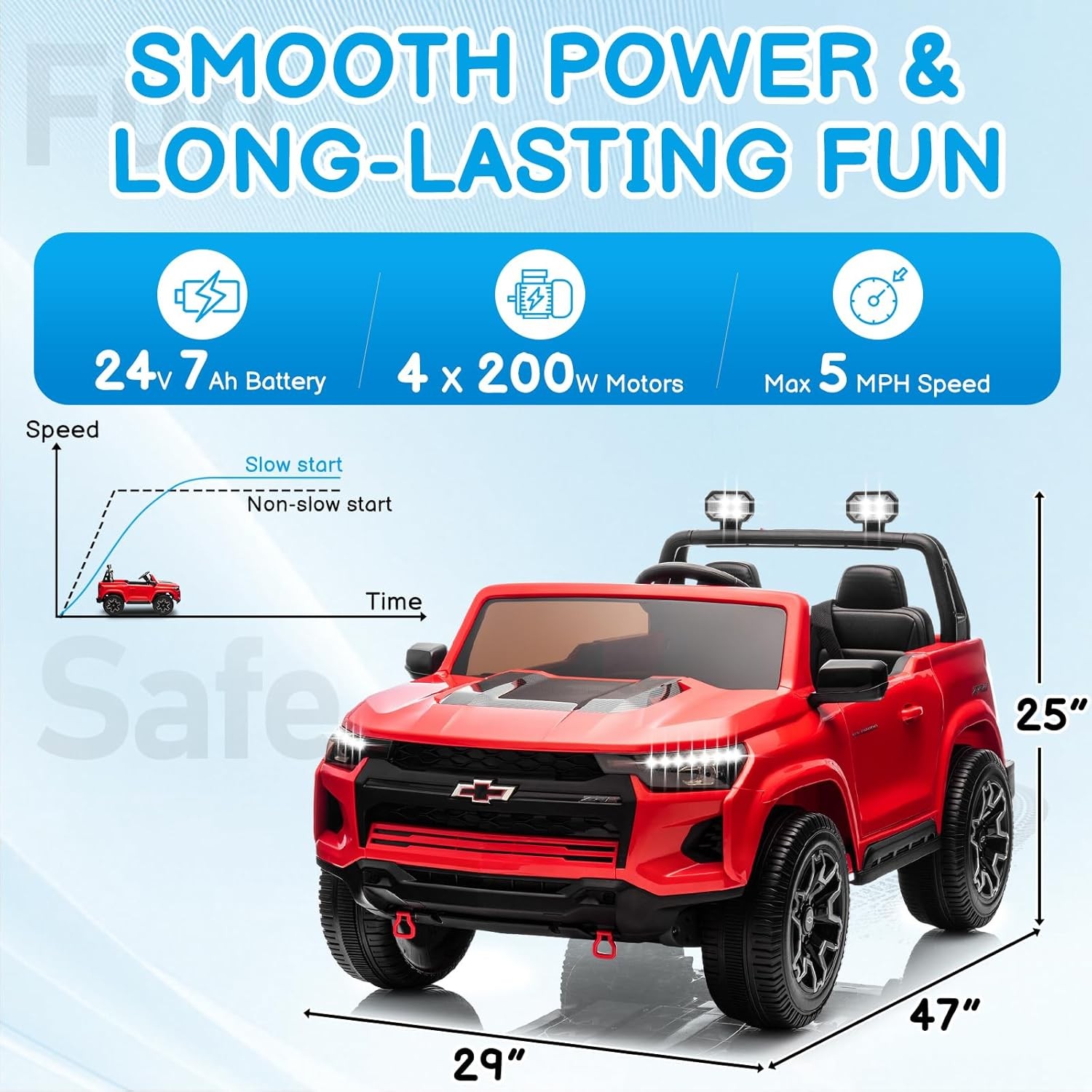 24V Licensed Chevrolet Colorado Electric Car for Kids, Ride on Toys for Toddlers