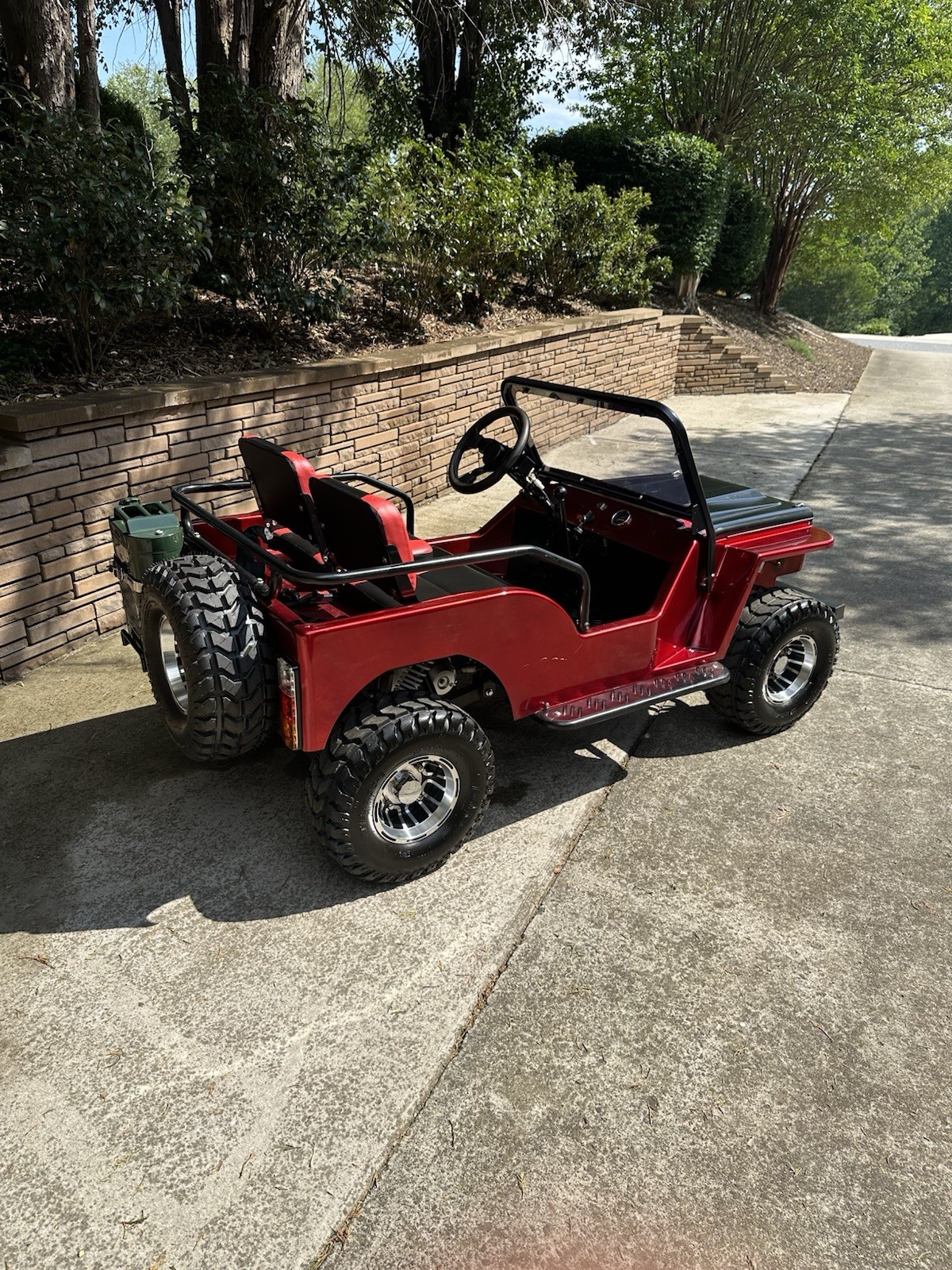 Red Gas power Operated Ride-On Jeep, Two Seats, Off-Road Tires, Used, Top 40 Mph