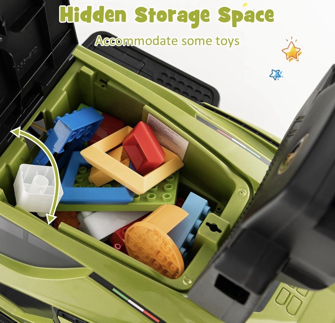 3-in-1 Licensed Lamborghini Ride on Push Car Stroller Sliding Car w/ Sound Green