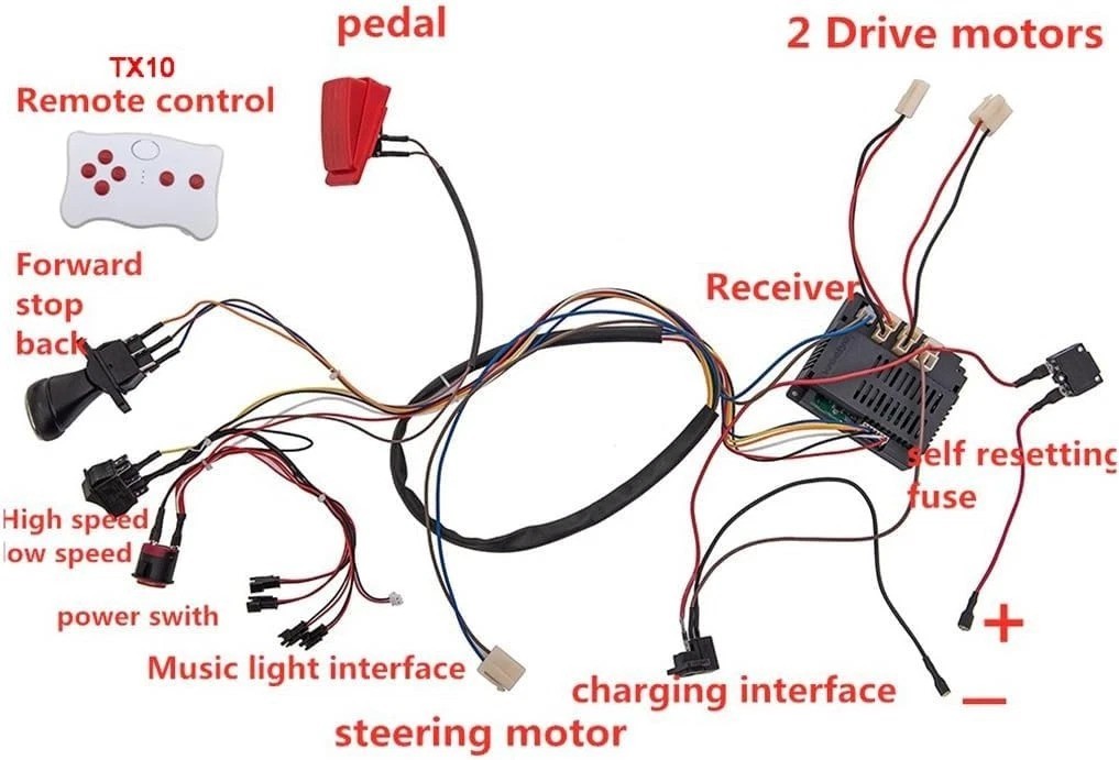 12 Volt Children Electric Car DIY Modified Wires and Switch Kit,with 2.4G Blu…