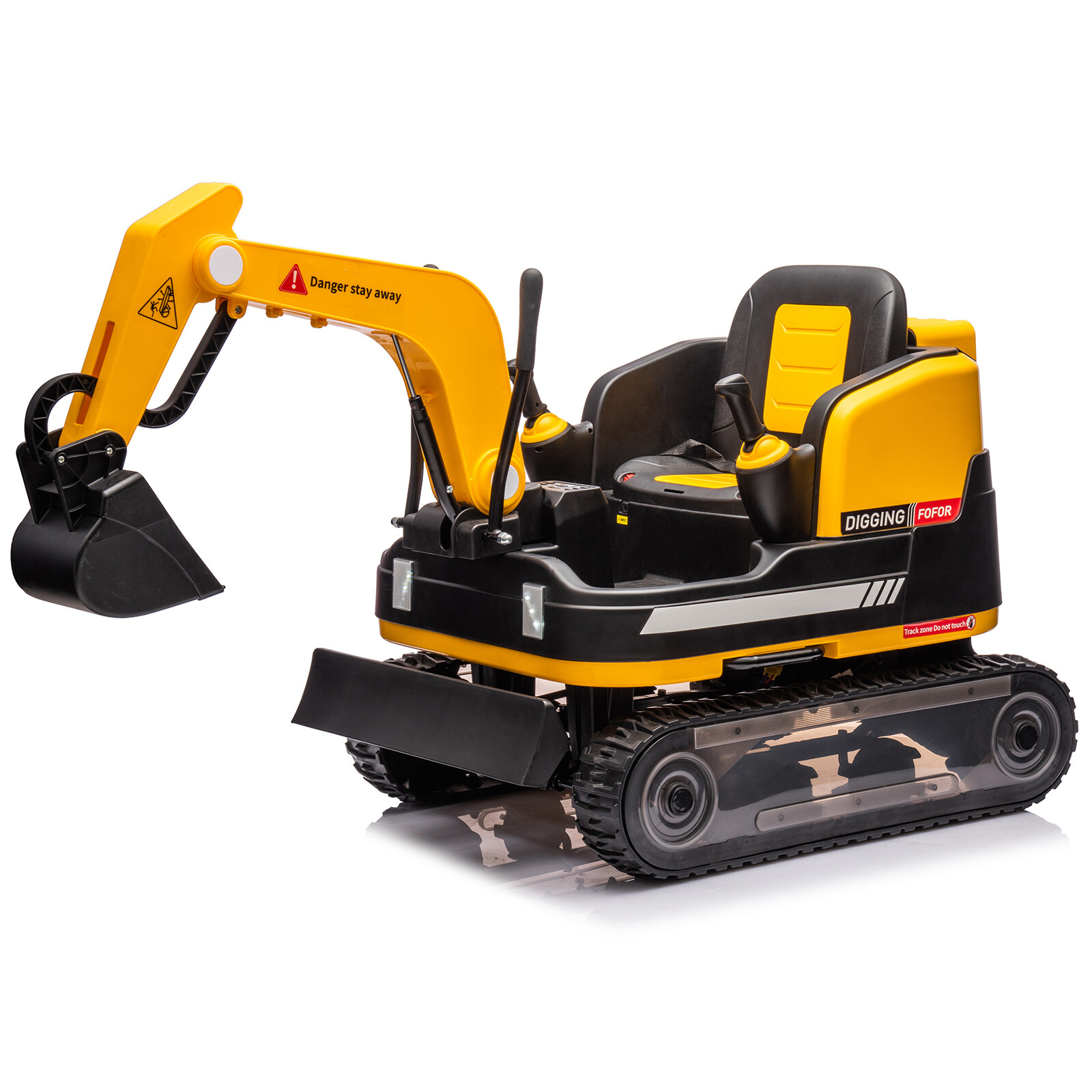 2in1 12V 360° Kids Yellow Ride on Excavator Traxcavator Toys with RC