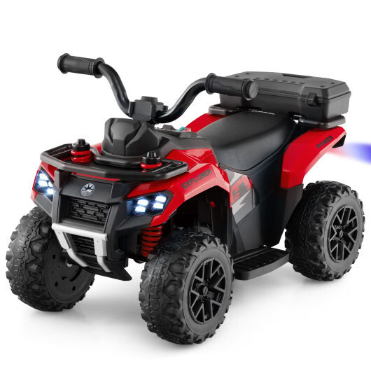 6V Kids Ride On ATV with Spray Function and Storage Box with Music-Red – Color:
