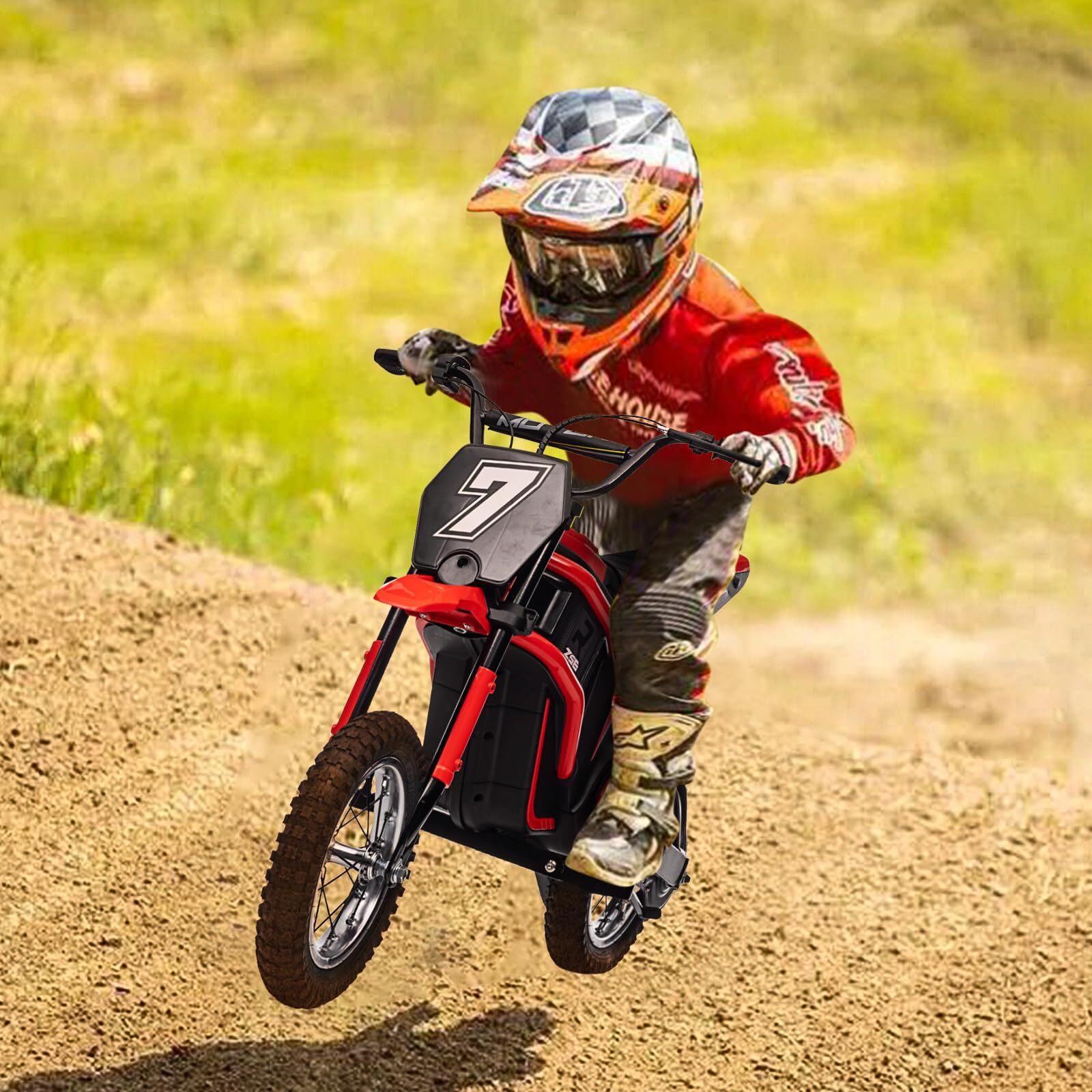 ✈️Kids Ride On Dirt Bike 350W Electric Motorcycle Up to 14.29MPH 24V Battery 8