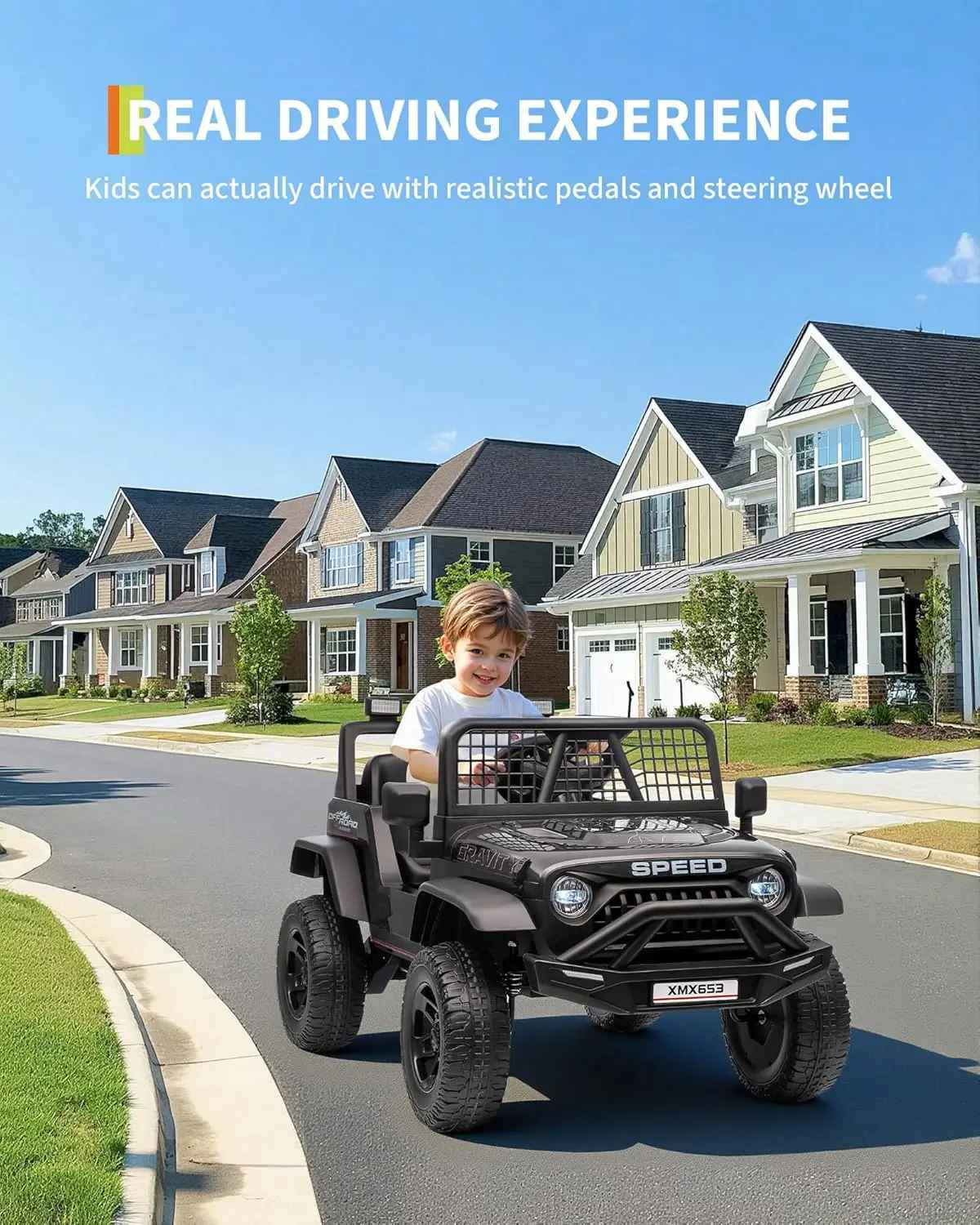 White 12V Kids Electric Car 2 Seater Ride on Toy 6mph Truck with Remote LED+MP3