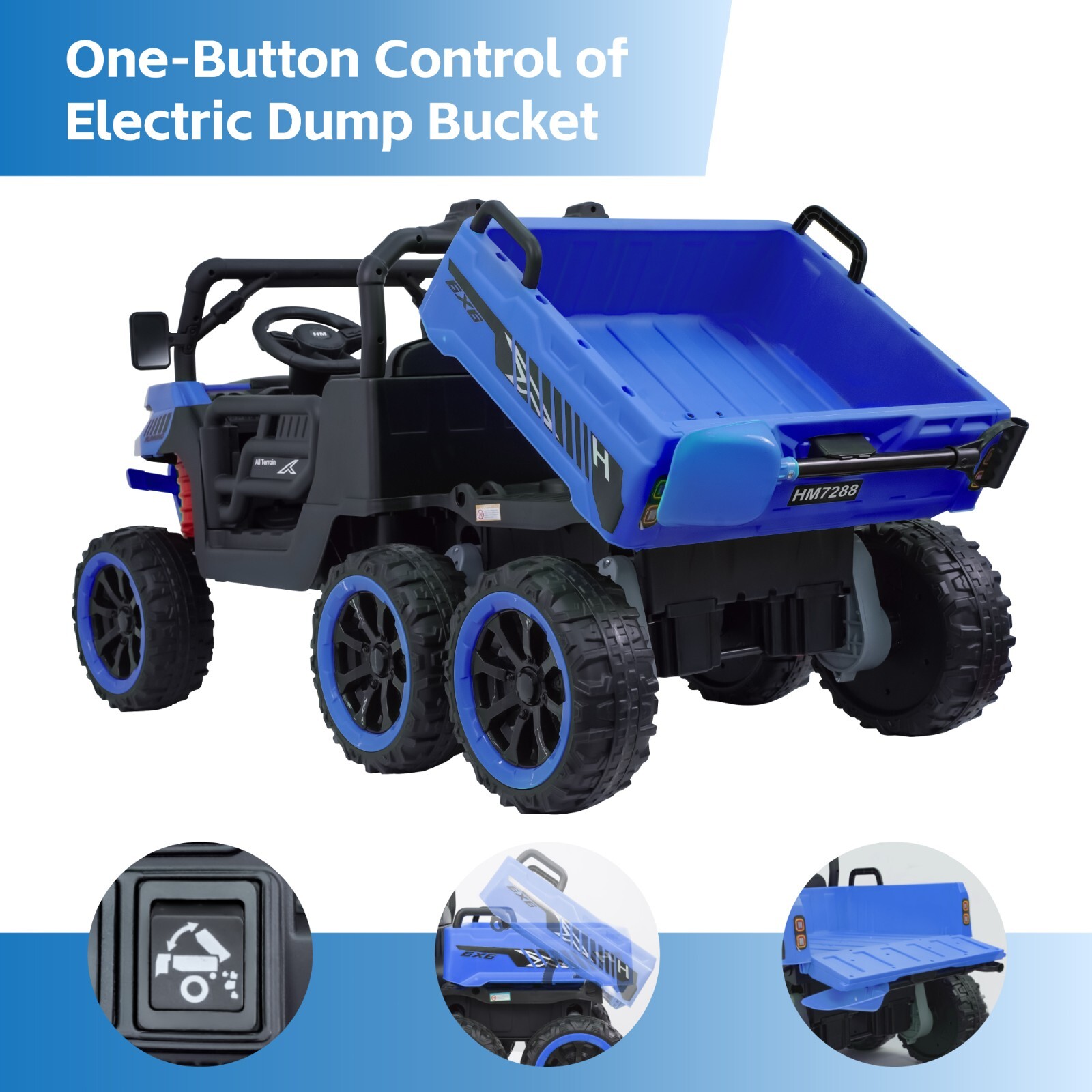 24V Kids Ride on Toy 2 Seater Electric Dump Car 6 Wheeler 6mph Truck with Remote