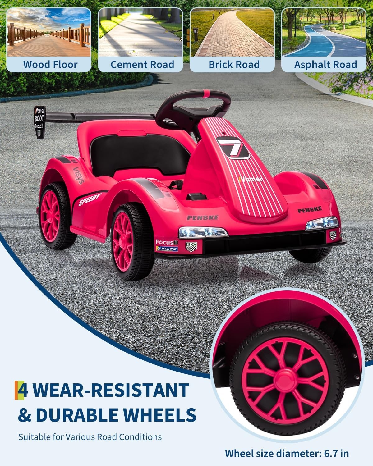 6v Electric Racer Go Kart for Kids with 2.4g Remote Control Ride on Toy for Kids