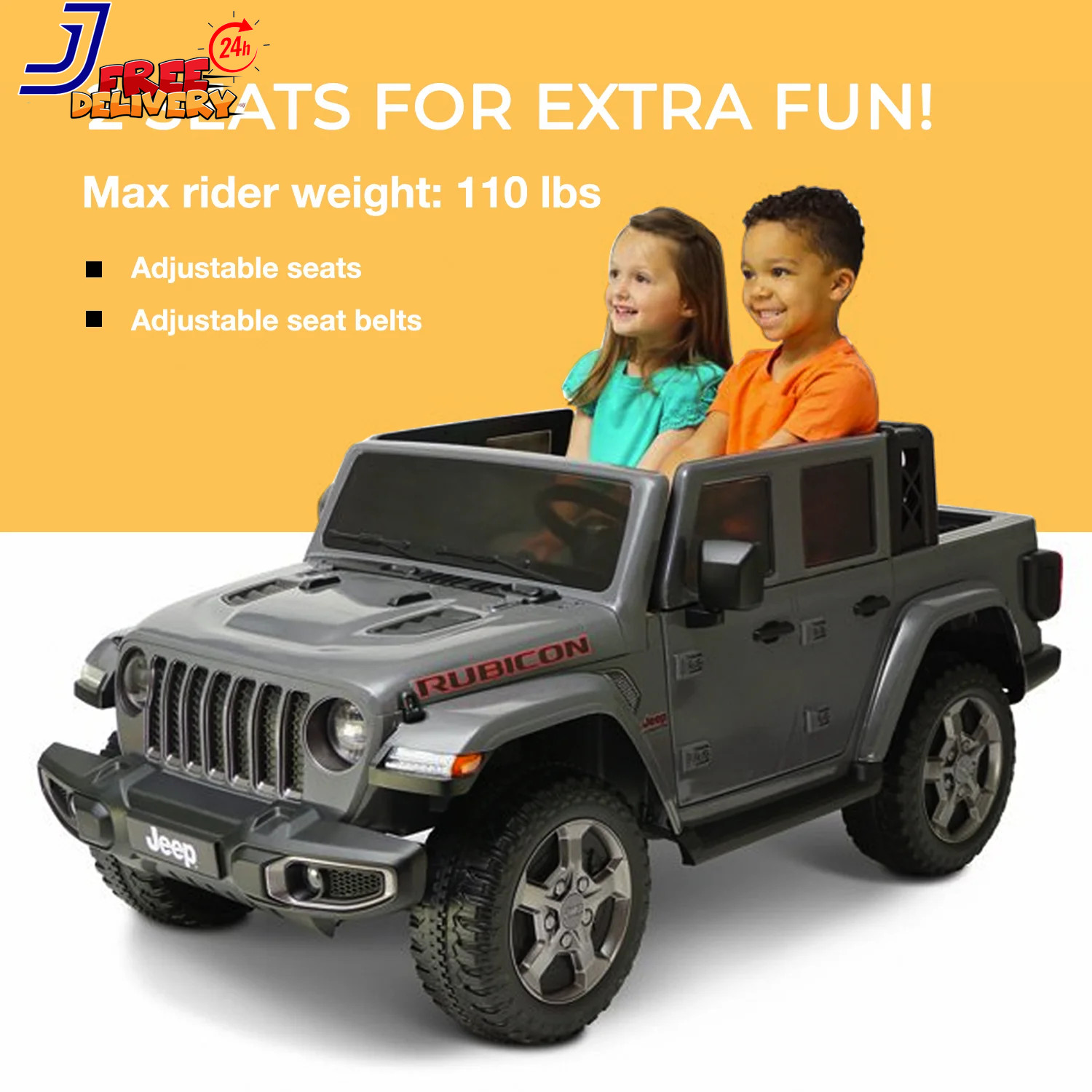 Gladiator Rubicon 12V Battery Powered Ride On 2 Seater Children Ages 3-5 Max Spp