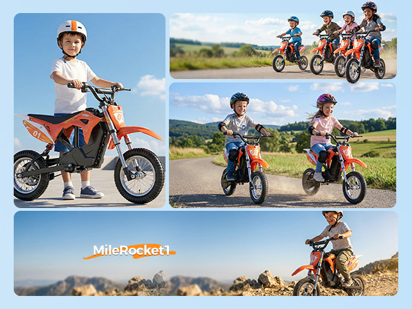 Kids Motorcycle Mini Electric Dirt Bike 36V 300W 3Speed 12.4 Miles Gift