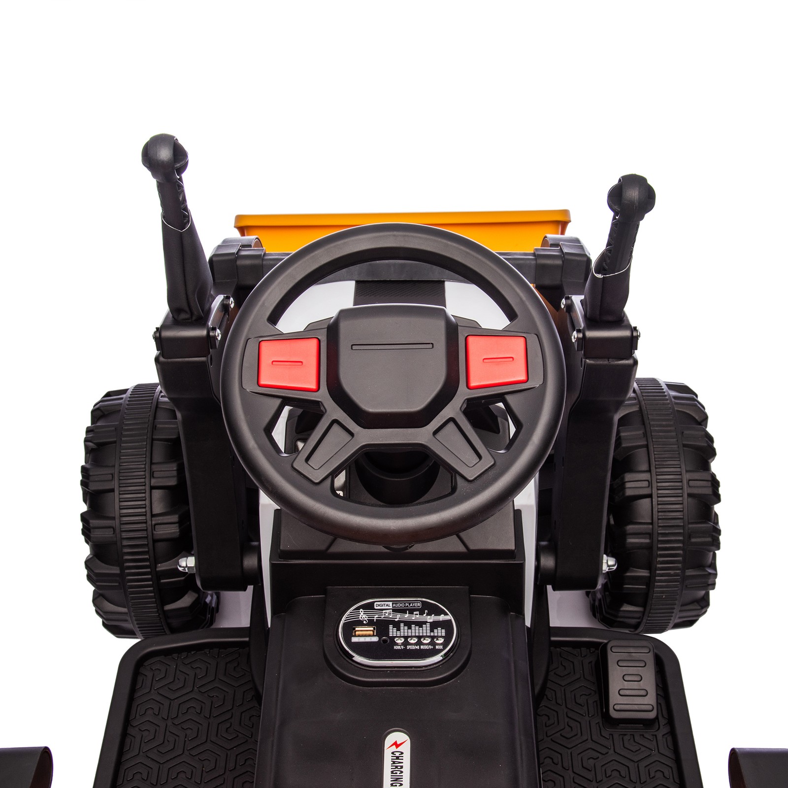 24VKids Ride on Electric Tractor Toy Excavator Vehicle Construction Truck Orange