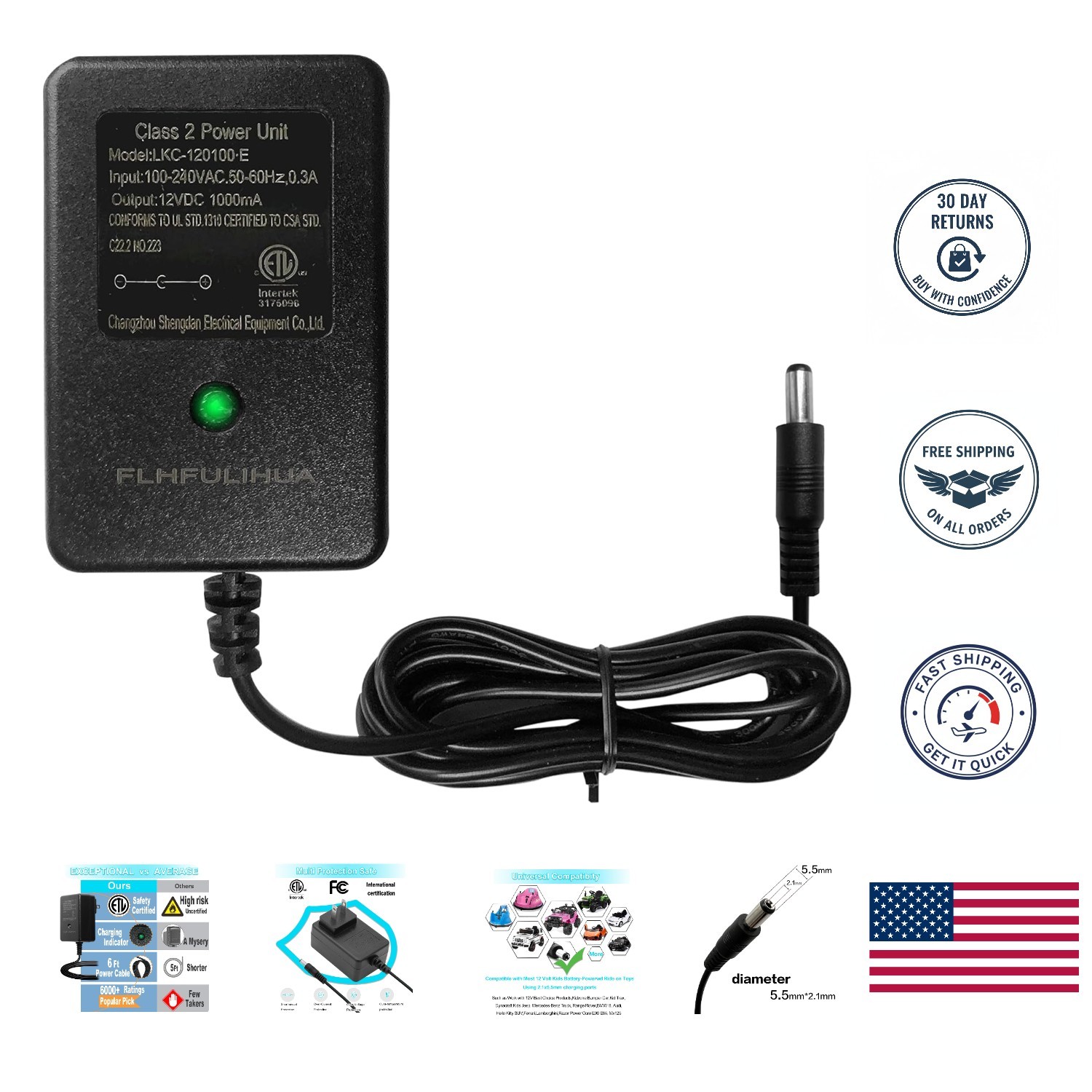 Certified 12 Volt Charger for Best Choice Ride-Ons and More – Compact Design