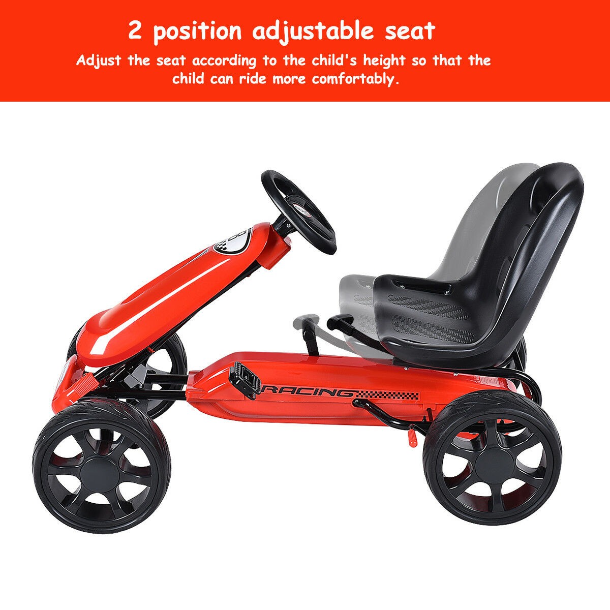 Go Kart Kids Ride On Car Pedal Powered Car 4 Wheel Racer Toy Stealth Outdoor New