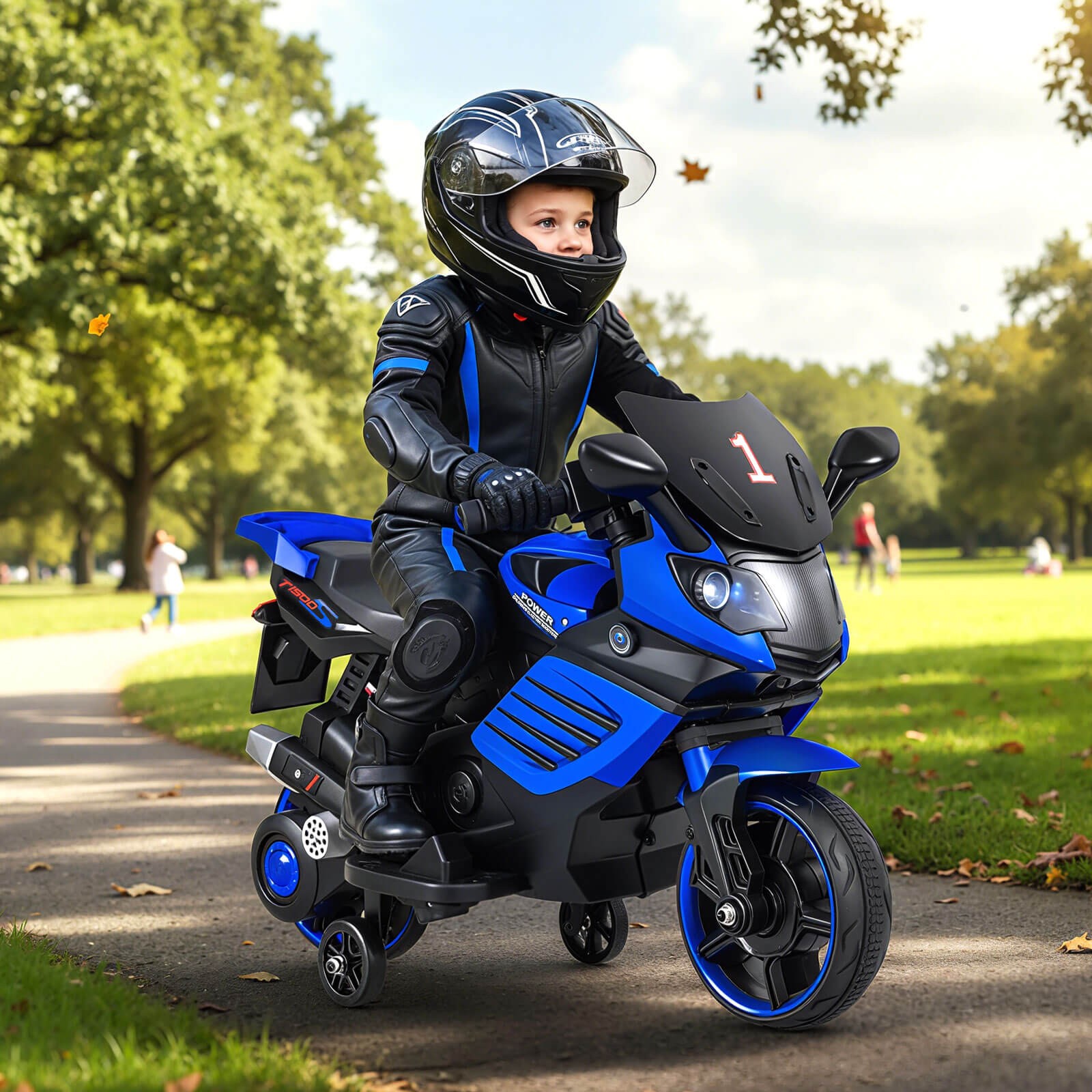 6V Kids Motorcycle w/Music, Horn, Detachable Training Wheels & LED Headlights