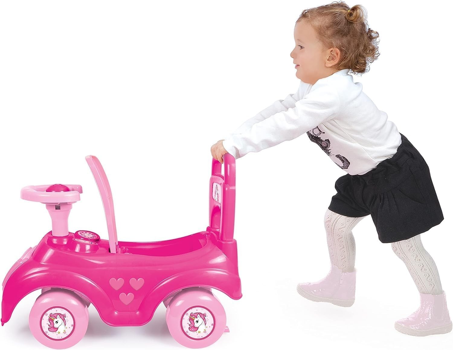 Delightful Pink Unicorn Ride-On Vehicle: Foot-to-Floor Fun for Kids