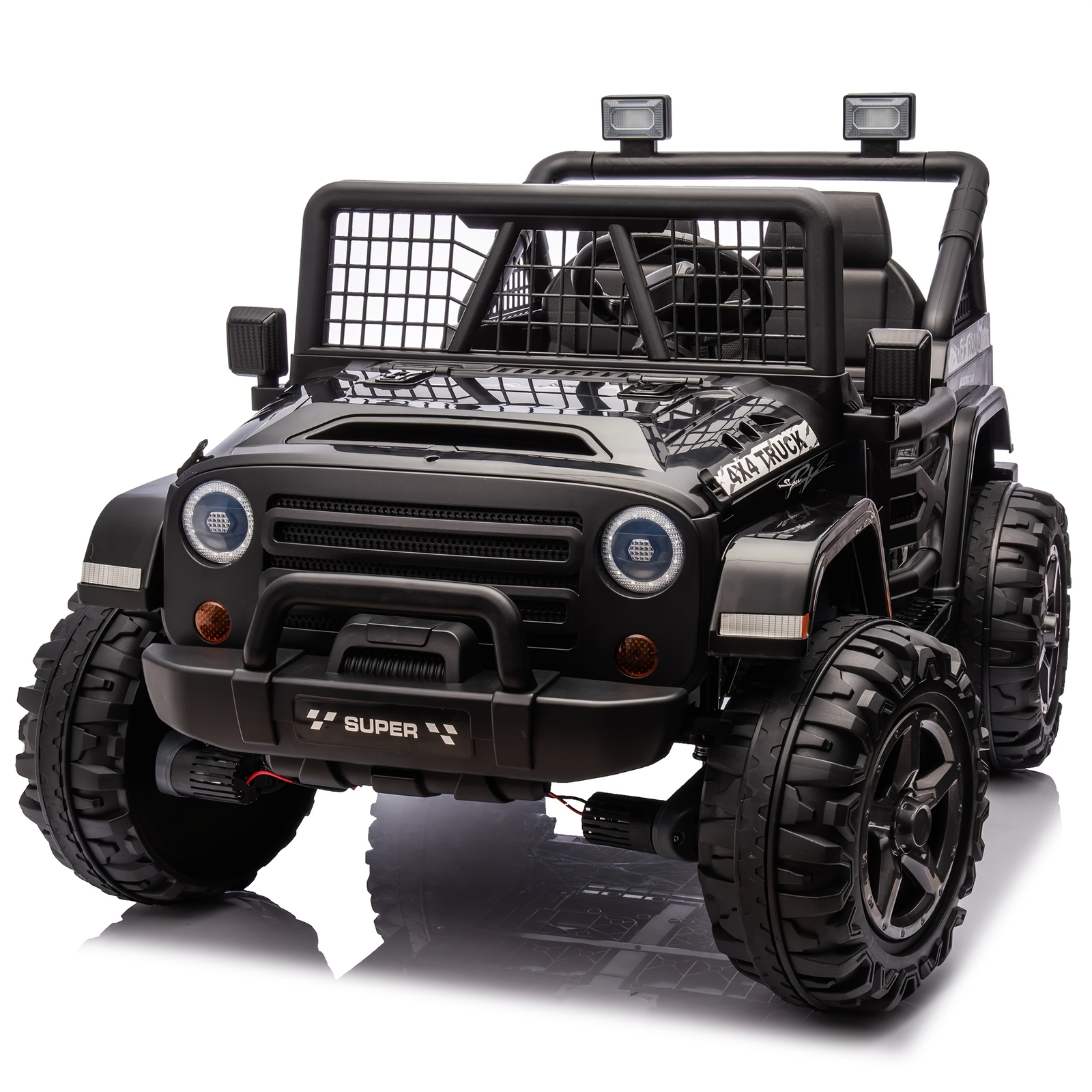 24V 2-Seater Ride On Car Kids Electric Jeep 4WD w/Remote, Black – FAST SHIP
