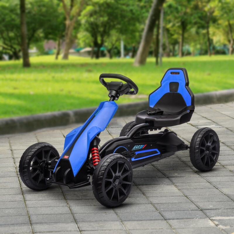 Kids Pedal Go Kart Ride on Toy w/ Adjustable Seat Swing Axle Handbrake Aged 3-8