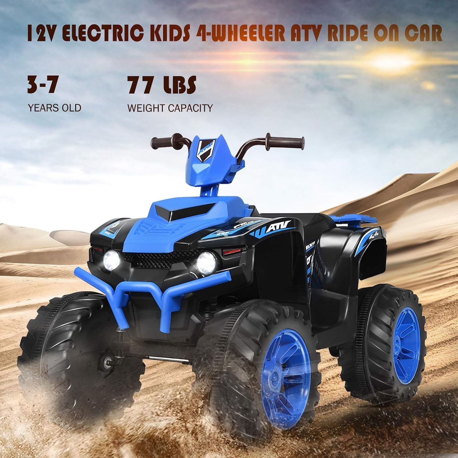 Rechargeable 12V Electric Kids ATV with Maximum Weight Capacity of 77 Pounds