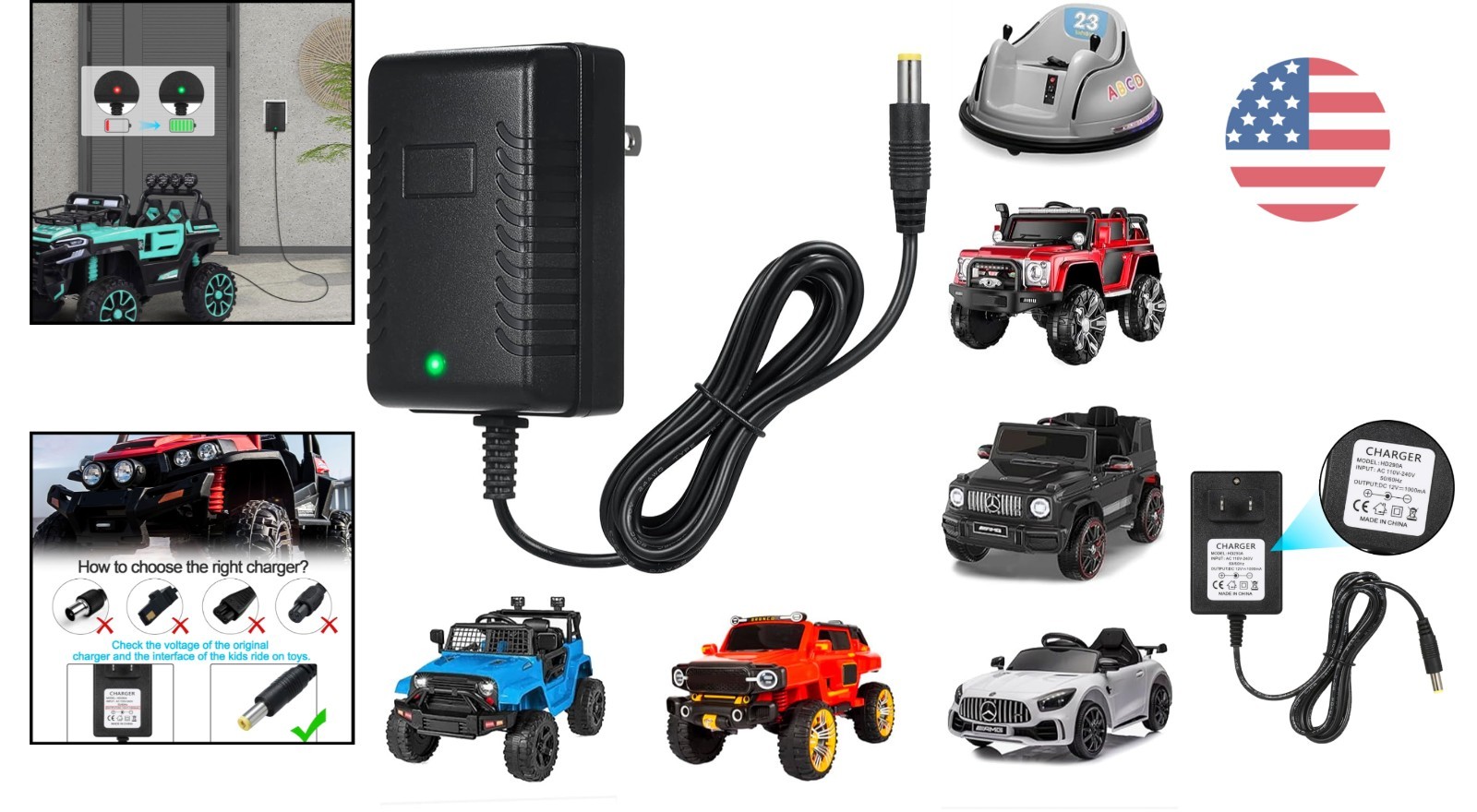 12V Universal Kids Ride-On Car Charger with Fast Charging & Safety Features