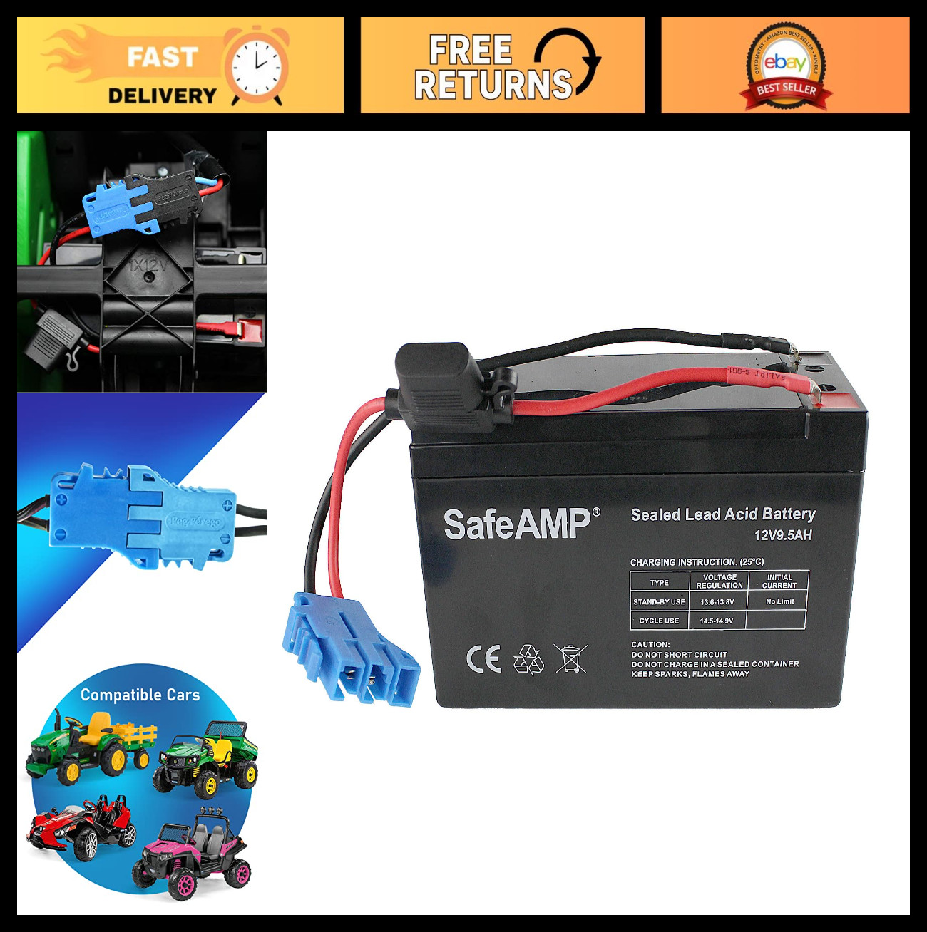 12V Replacement Battery for Peg-Perego Ride-On Toys | Safe, Reliable Power