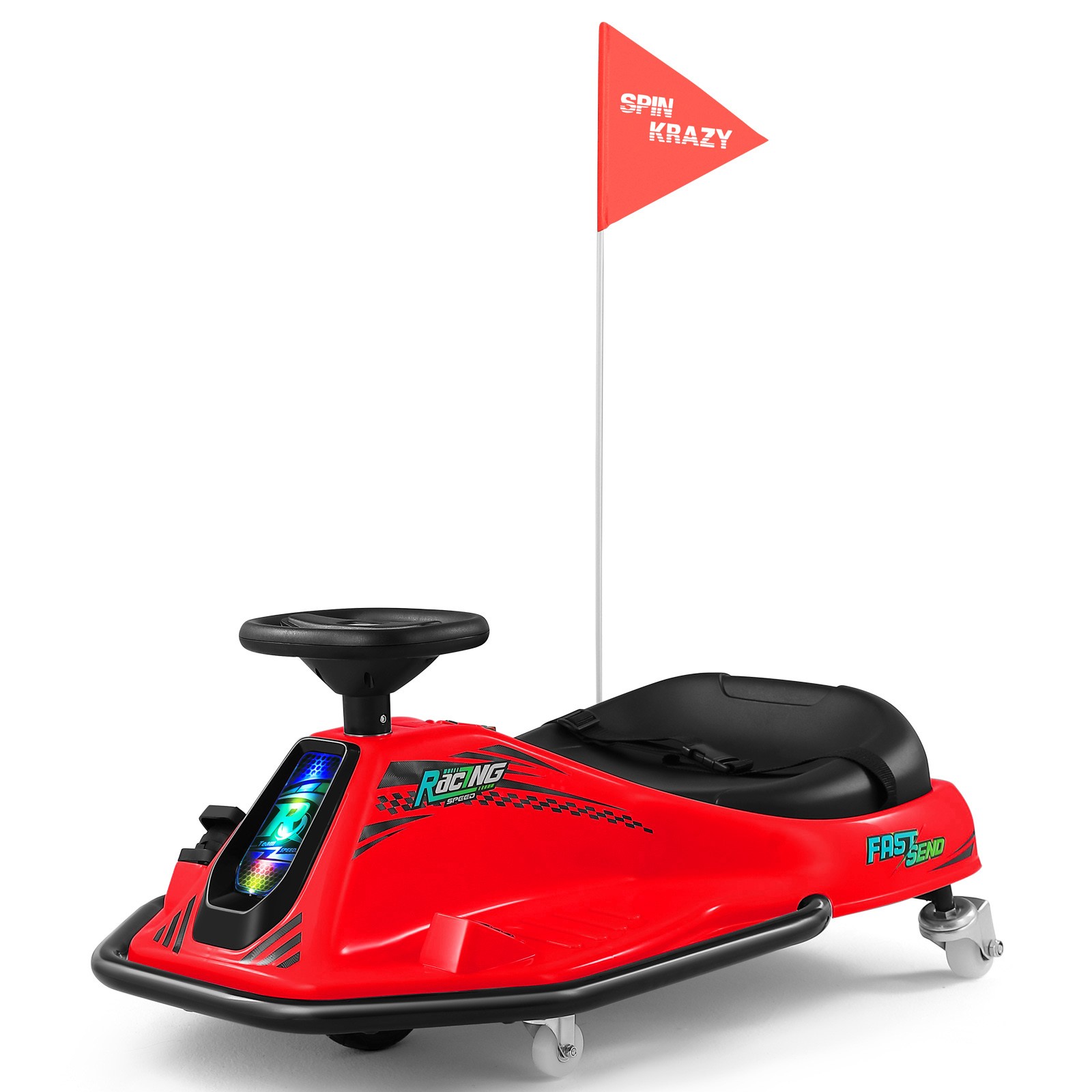 24V Kids Red Drifting Go Kart 360° Ride On Cart with Bluetooth