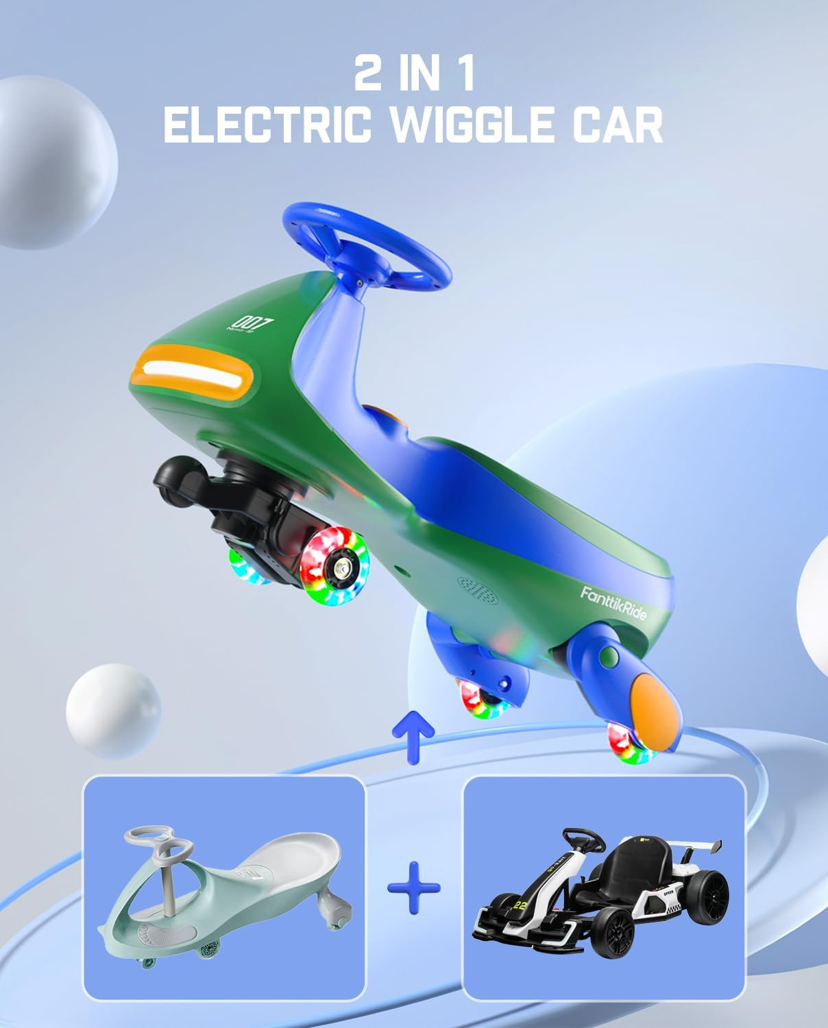 N7 Pro Electric Wiggle Car with Pedal, Rechargeable Battery, Cyberwiggle, 2 in 1
