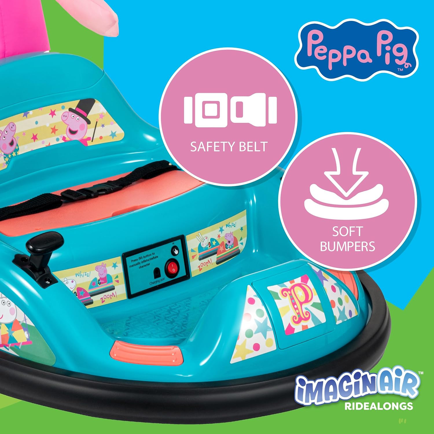 6V Peppa Pig Toy Toddler Bumper Car – Ride on Toddler Toy, Kids Electric Bumper