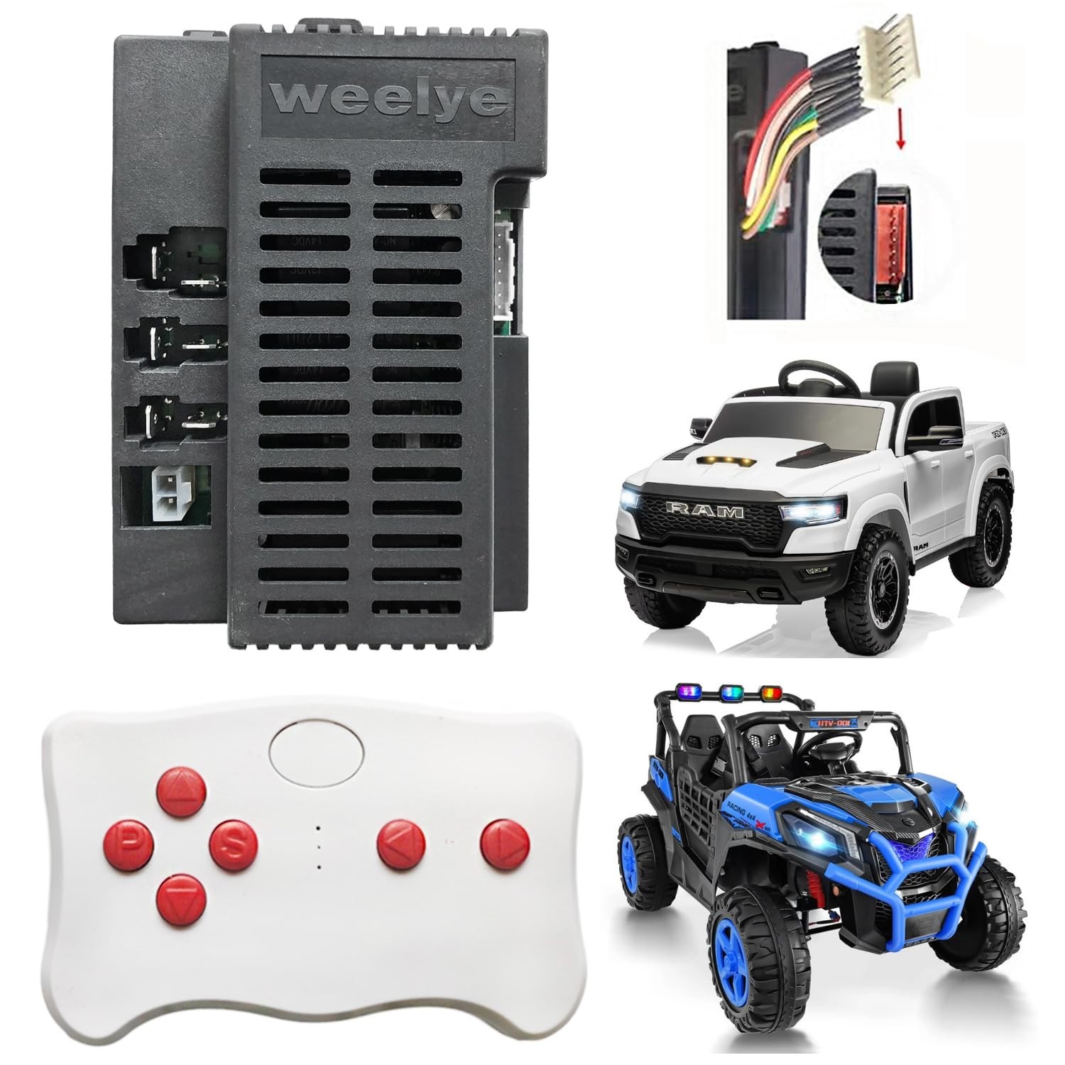 12V Power Wheels Control Box Upgrade Kit, 200W High Power Ride-On Controller wit