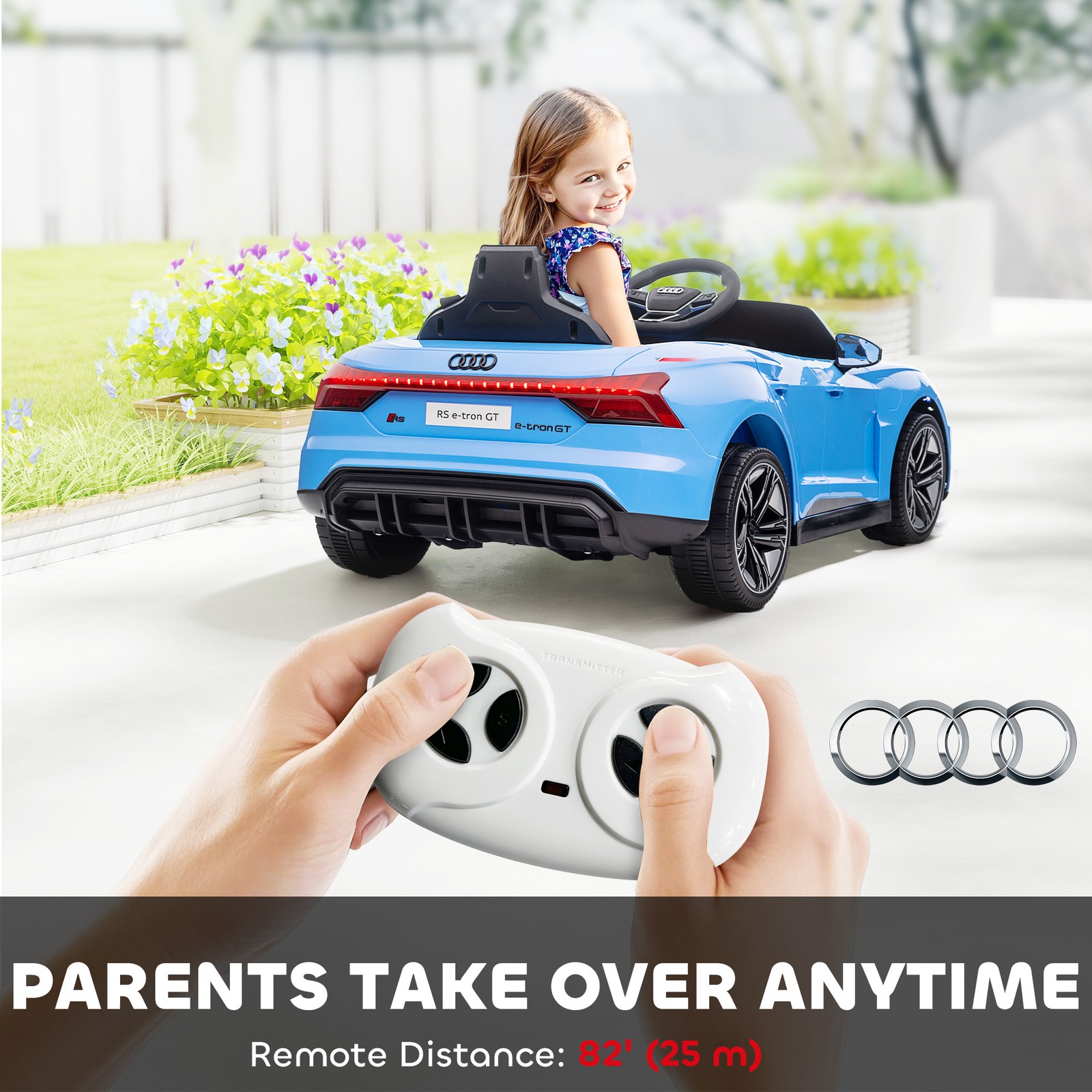 Electric Car for Kids, 12V Licensed Audi RS E-tron GT 3.1 MPH Kids Ride on Car,