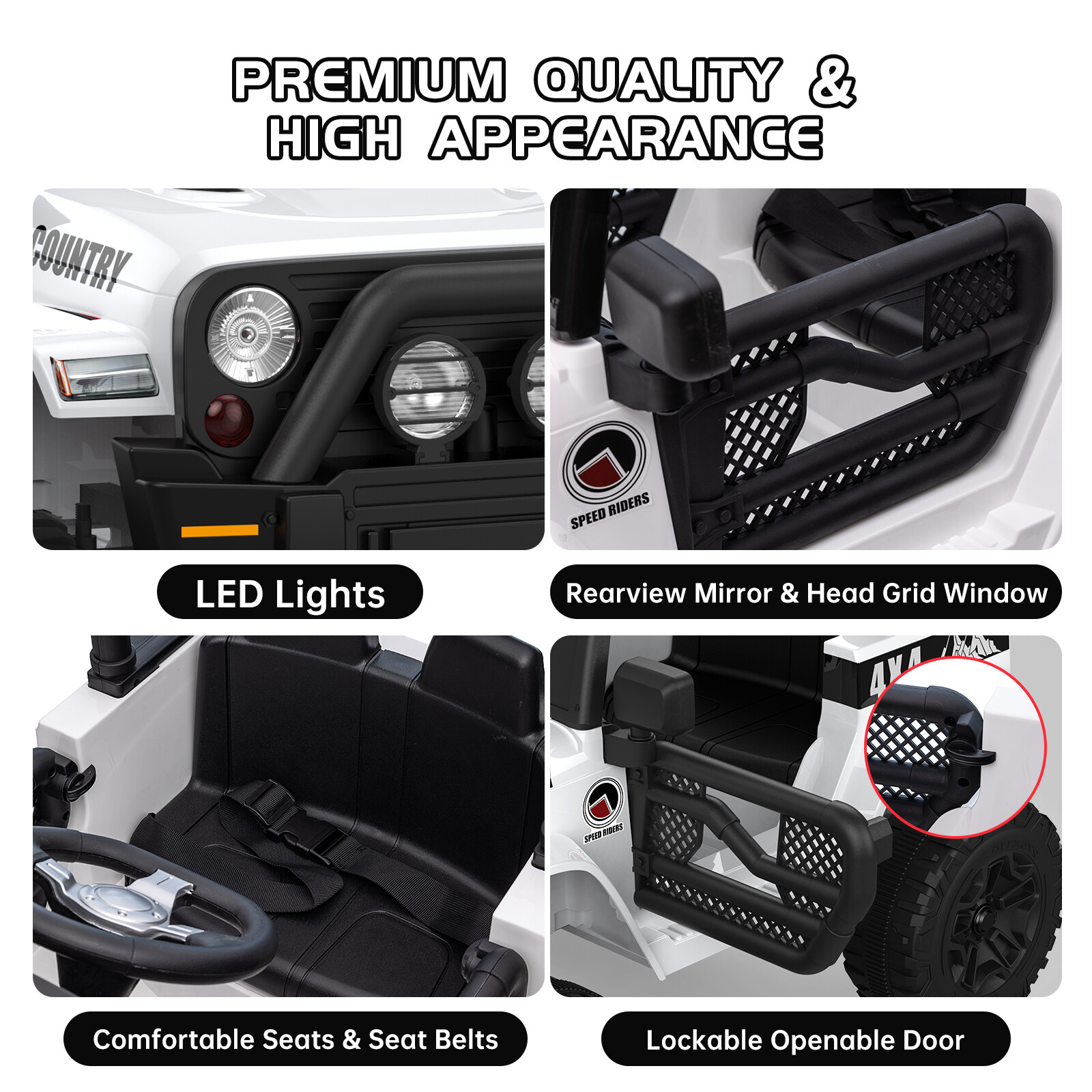 Kids Ride On Car SUV 12V Electric Vehicle Toy with Remote, LED Light, Music