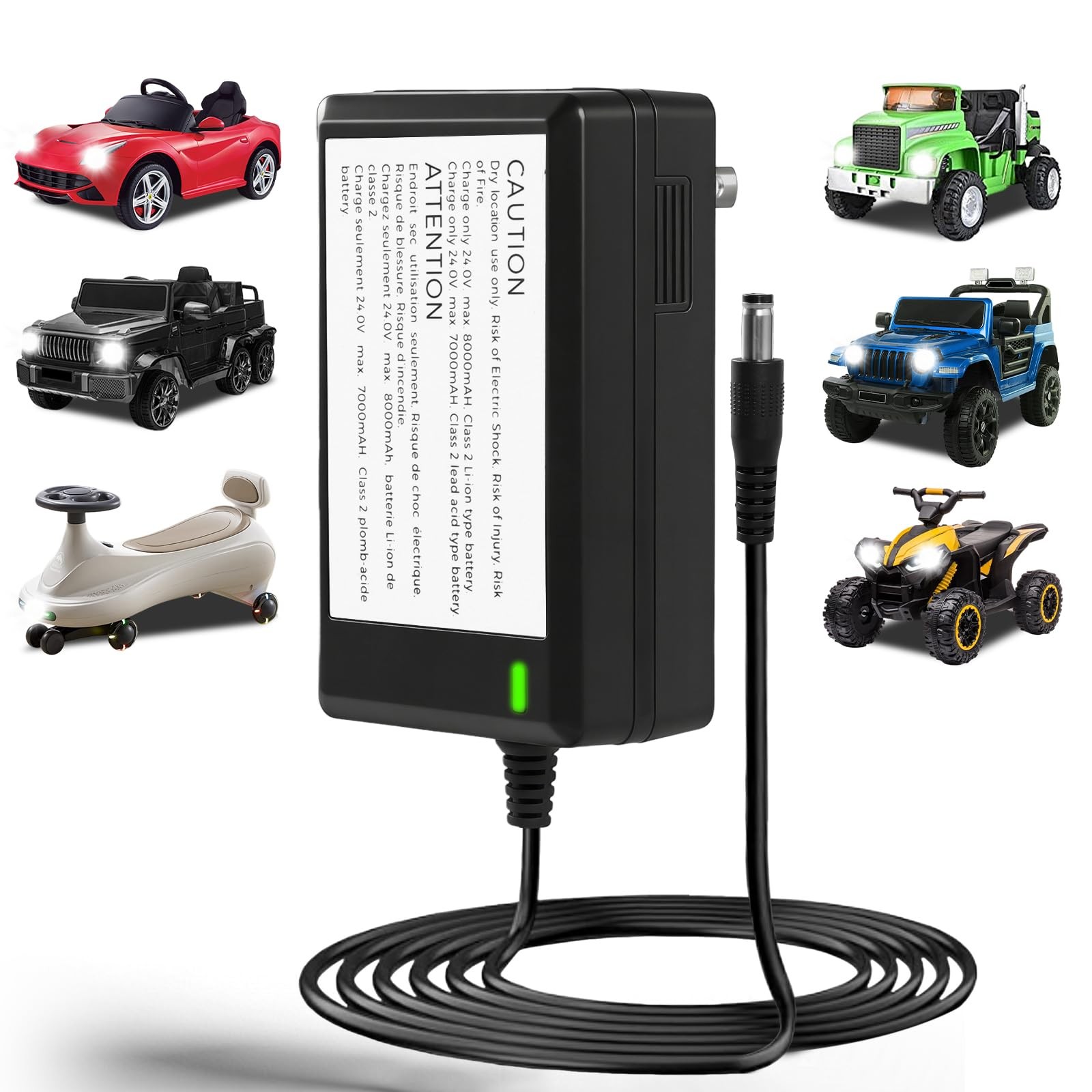 DUSK FLY 24V Battery Charger for Kids Ride on Toys Class 2 Power Supply Power…