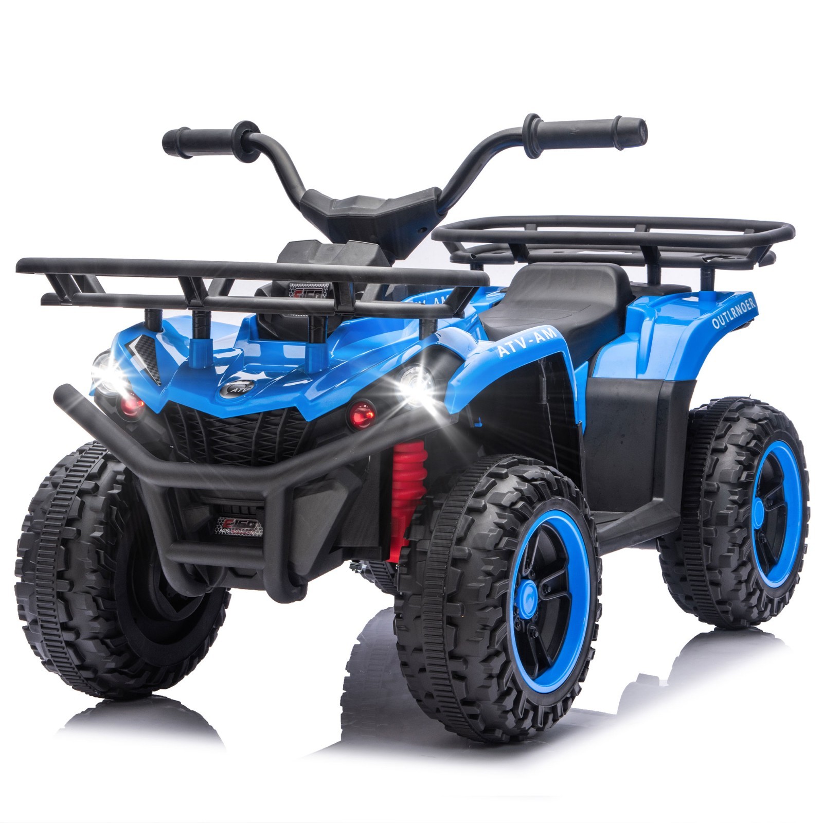 24V Kids Ride On ATV, 160W Off-Road Toys w/LED, Dual Storage Racks,Blue