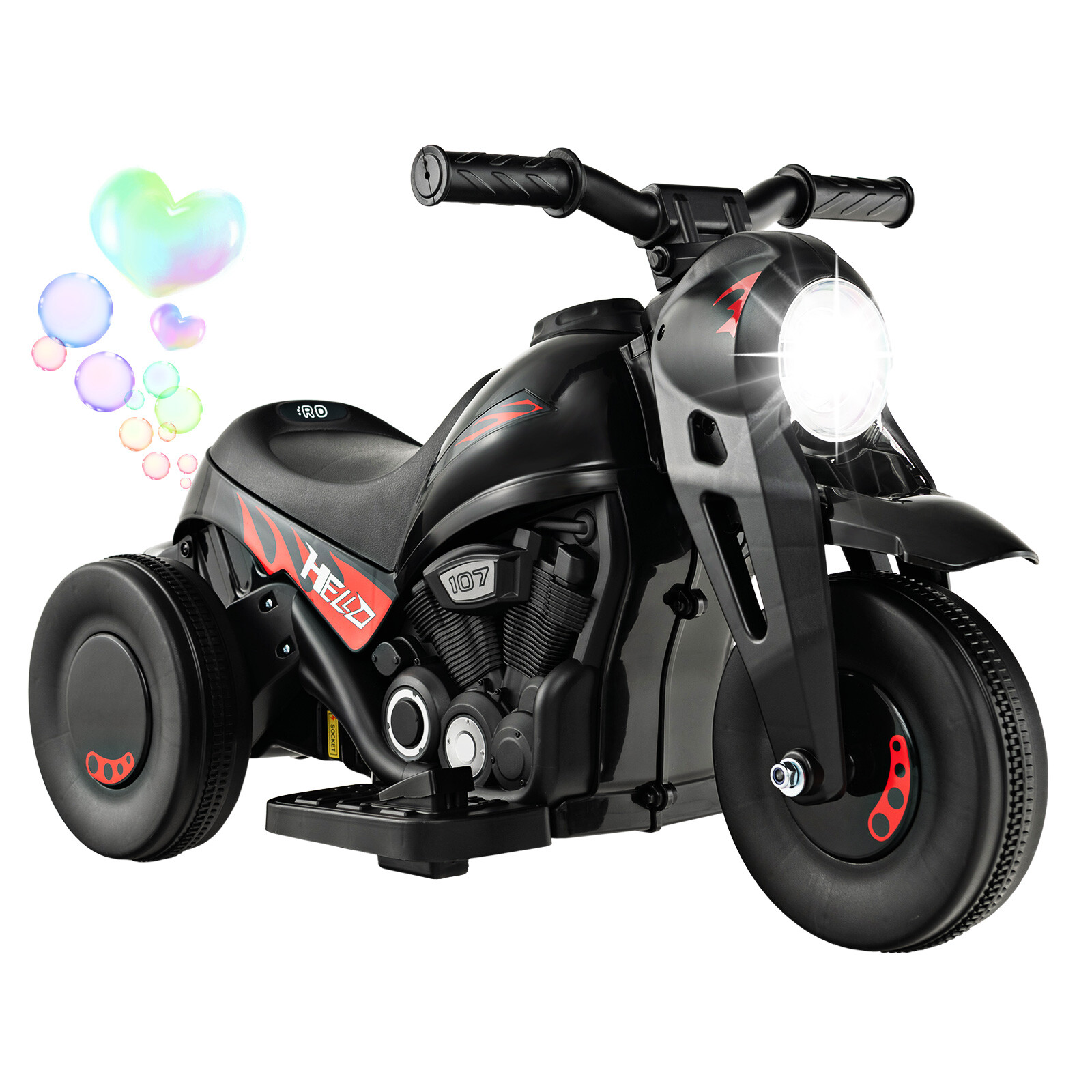 Kids 6V Bubble Car Electric Ride on Motorcycle w/ Music Button & LED Headlight