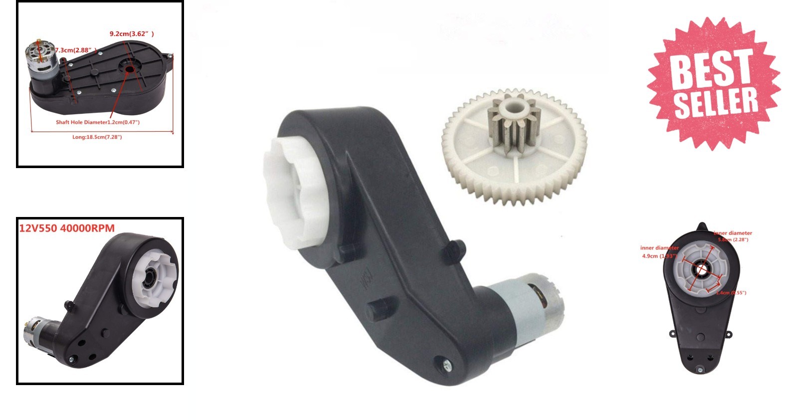 Lightweight 12V DC Motor Gearbox for Ride-On Cars – Powerful 40000 RPM Torque