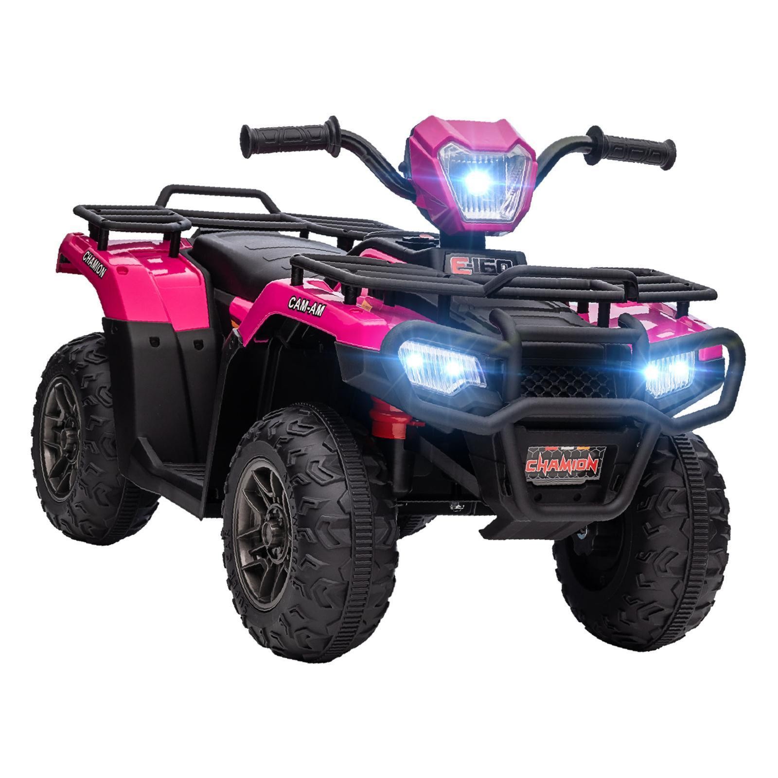 Electric Pink 4 Wheeler for Kids by Aosom, AUX & USB with Twin Motors,