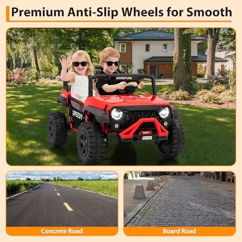 Red Iron 2 Seater 24V Ride-On Car for Big Kids – 4.97MPH – Red
