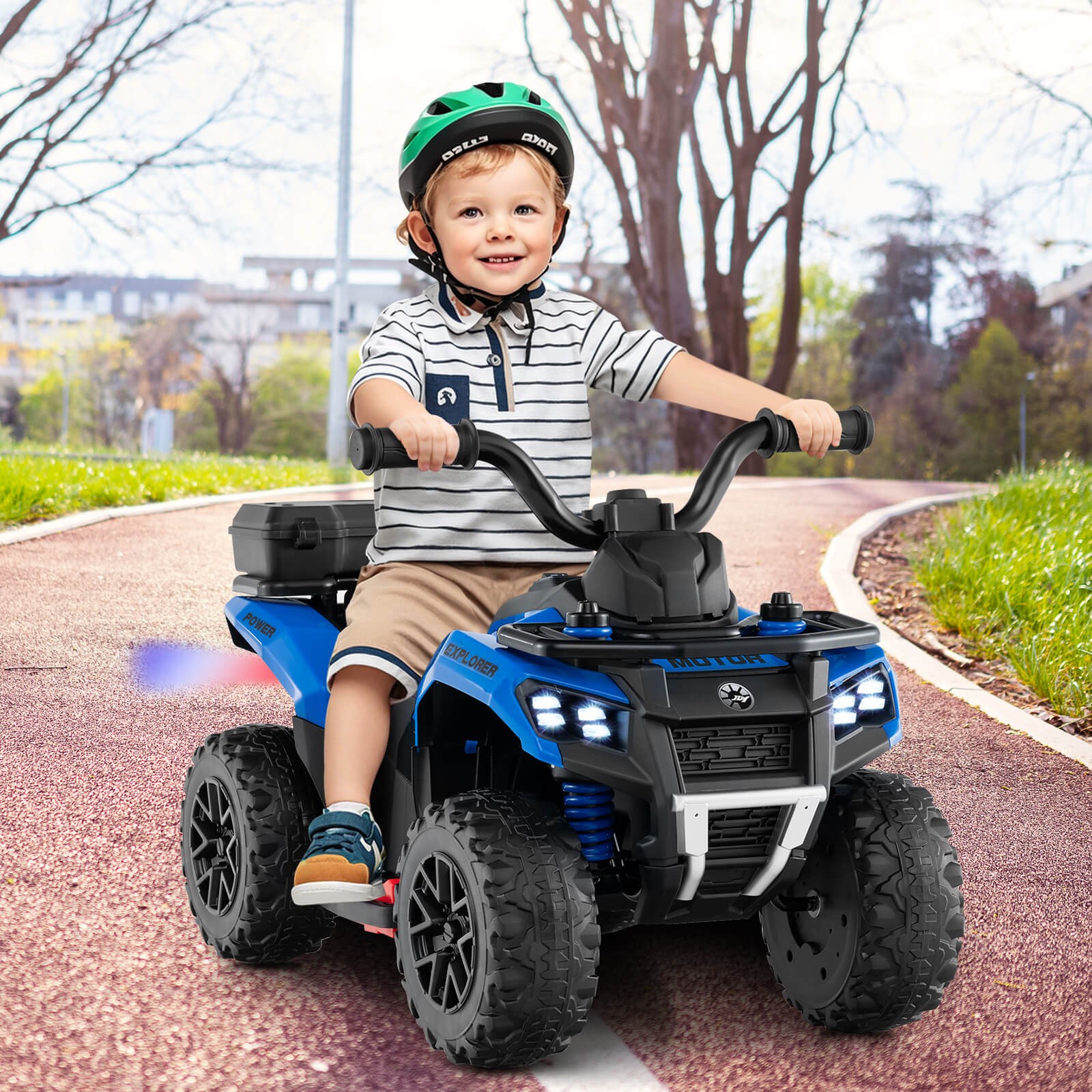 6V Kids Ride On ATV w/ Music & Spray Function USB Port Storage Box Toy Car
