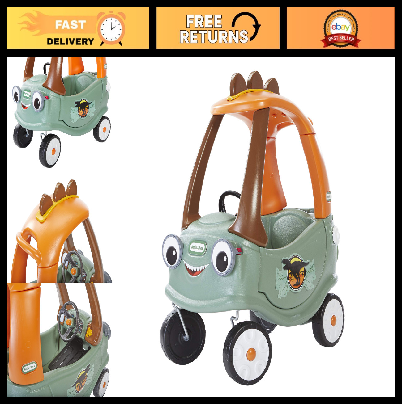 T-Rex Cozy Coupe Ride-On Toy for Kids – Fun Outdoor Vehicle, Durable Design