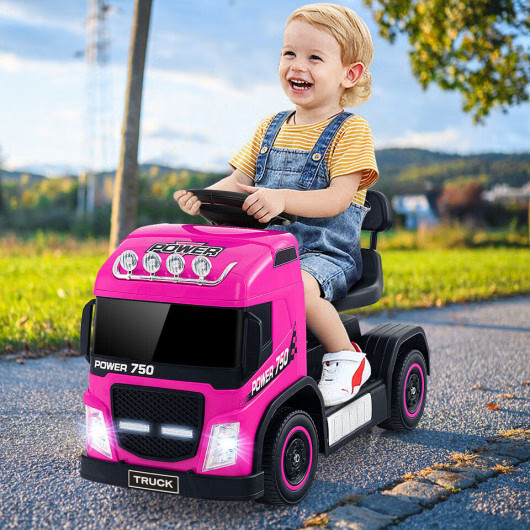 6V Kids Electric Ride-On Truck Car w/ Height Adjustable Seat – Pink