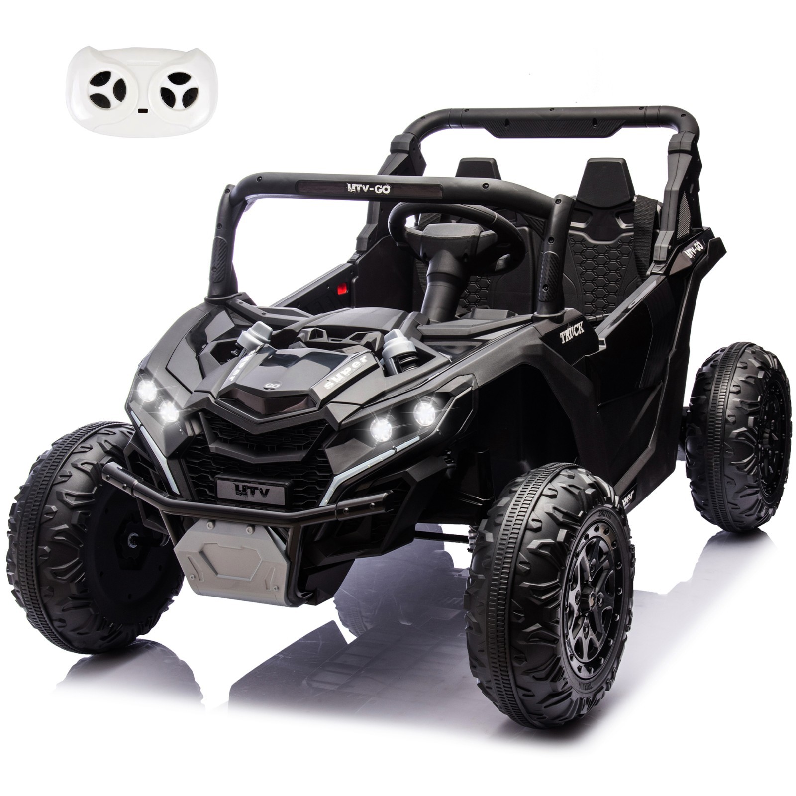 24V Ride on Electric Car for Big Kids 2 Seater UTV Off-Road Toys w/Remote, Black