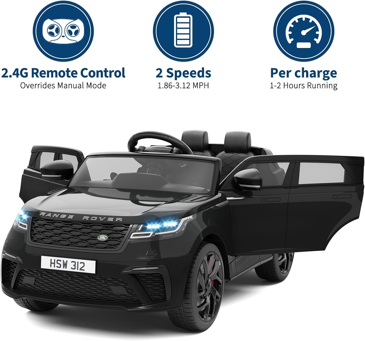 12V Kids Ride On Car Electric Ride On Toys w/ Parent Remote Light Mp3 Player
